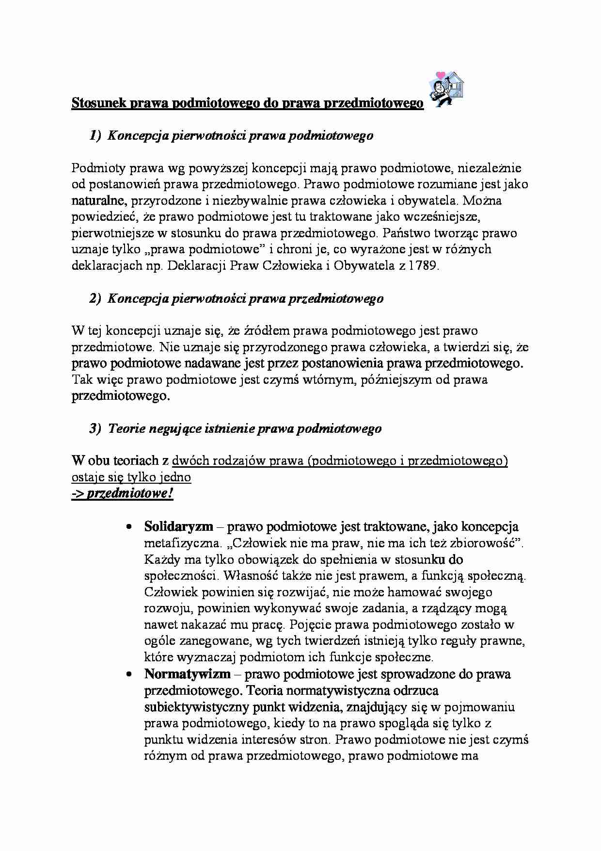 Stosunek prawa podmiotowego do prawa przedmiotowego - strona 1