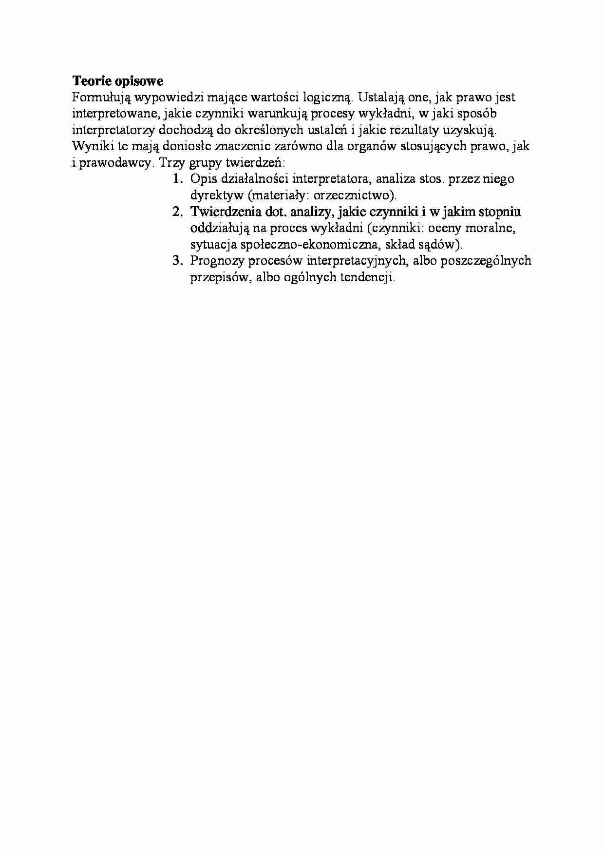 Teorie opisowe - wykład - strona 1