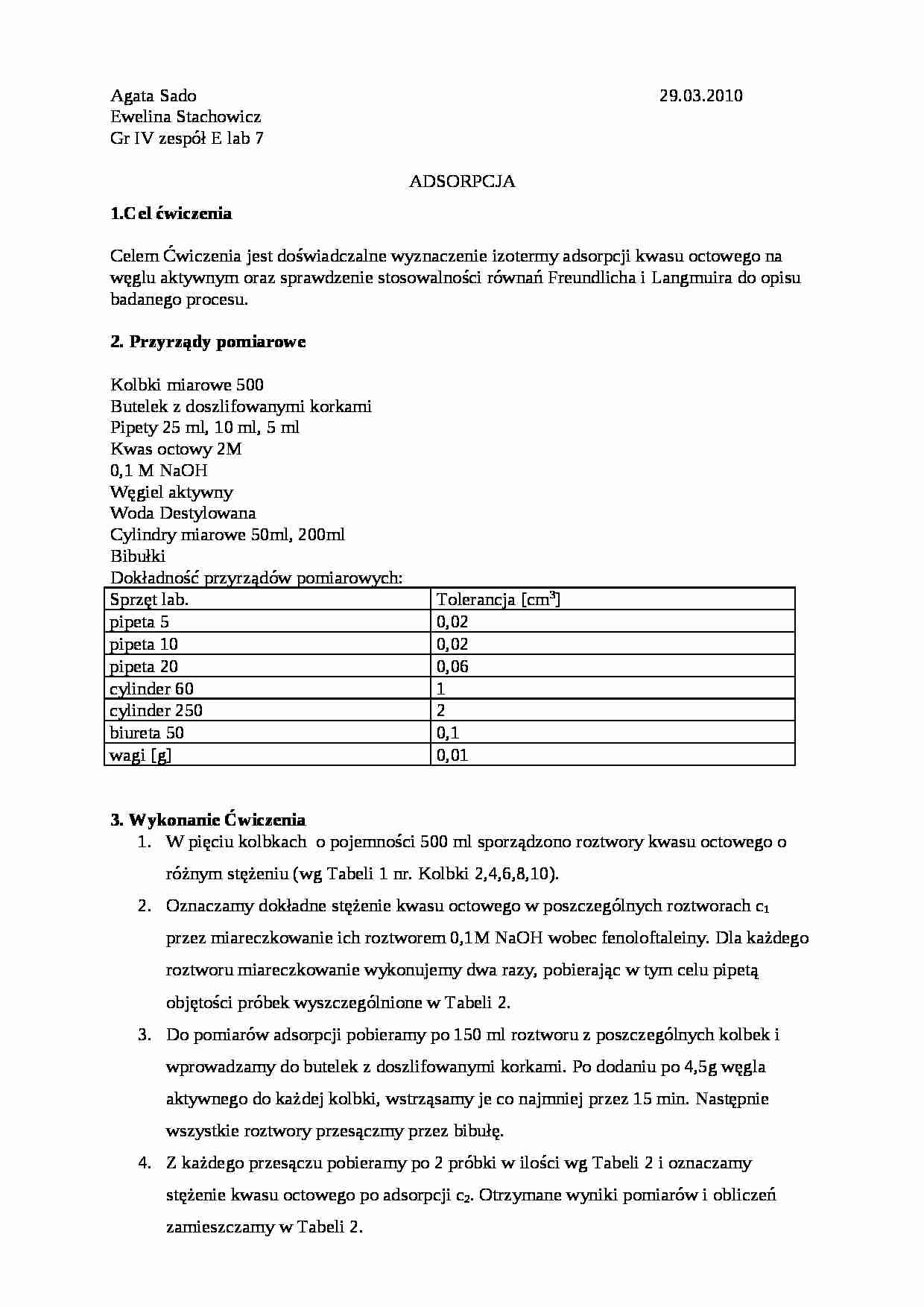 Chemia Fizyczna -  adsorpcja - strona 1