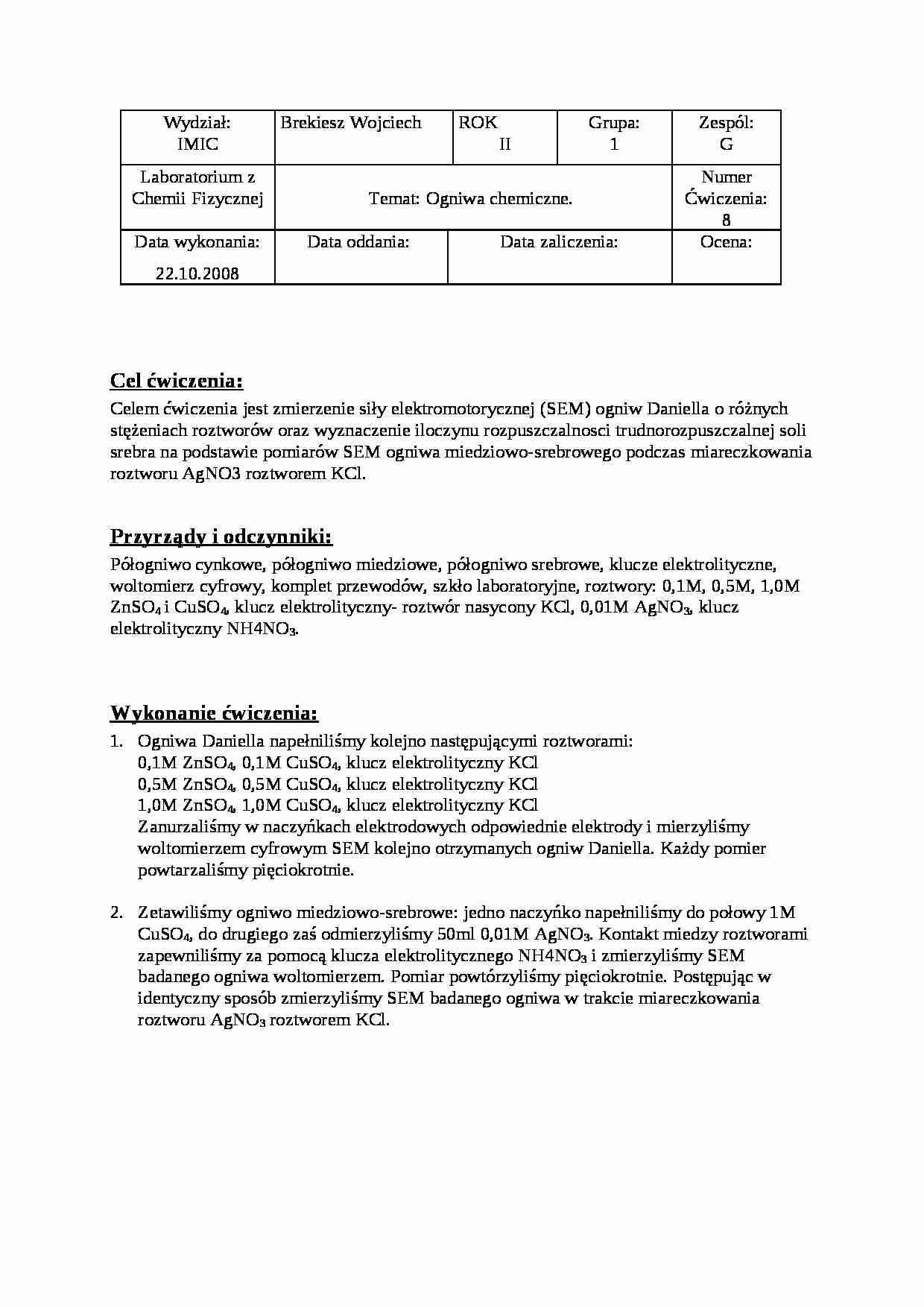 Chemia fizyczna - ogniwa chemiczne - strona 1