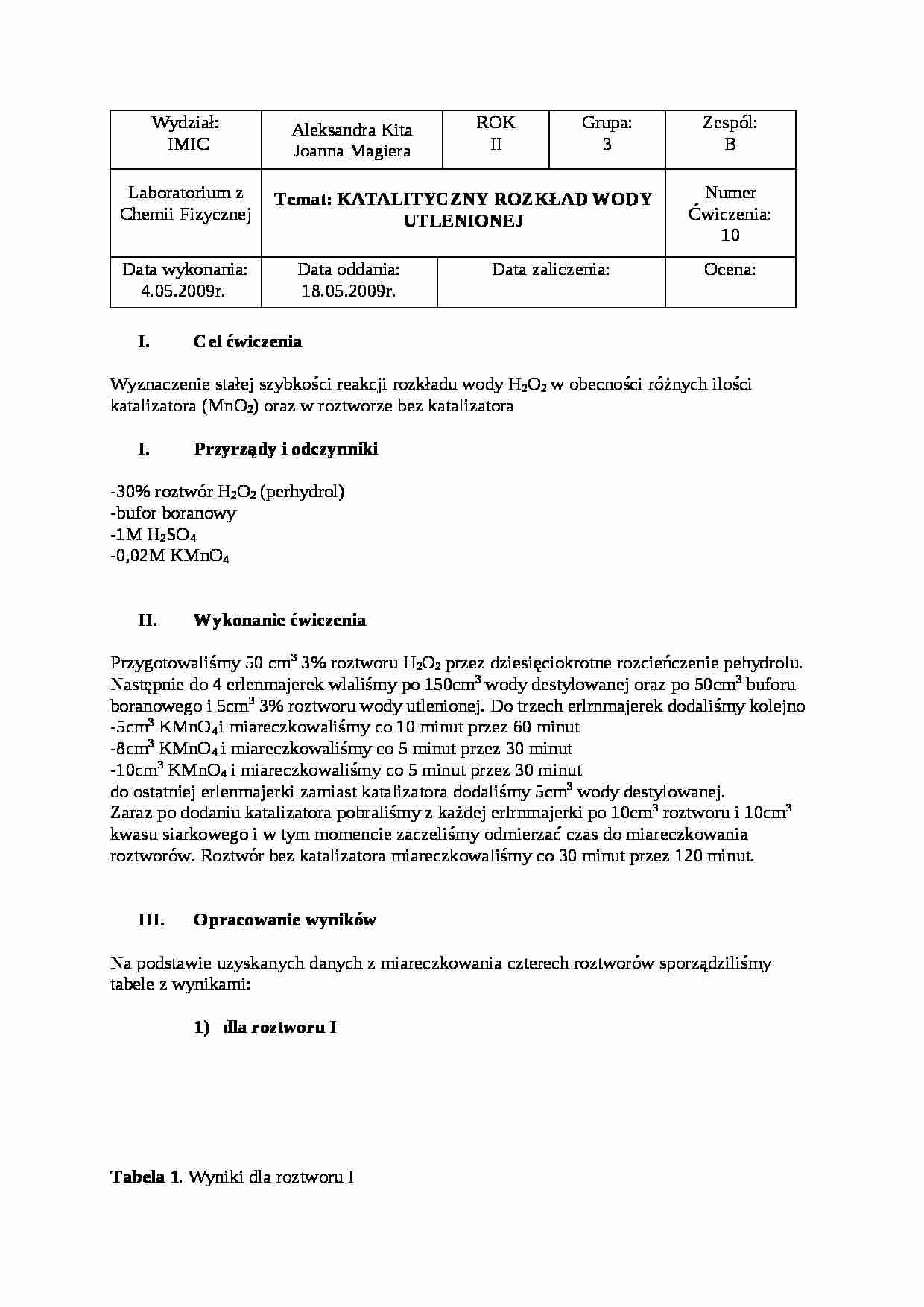 Chemia fizyczna - stała szybkości  - strona 1