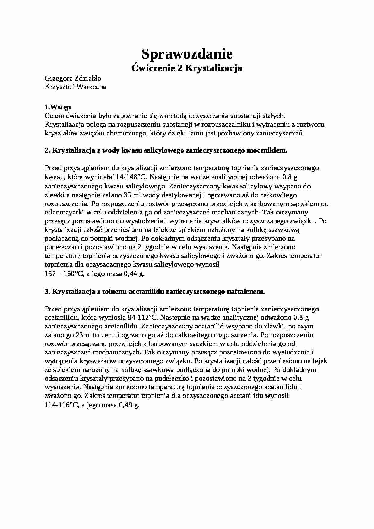 Chemia organiczna -krystalizacja - omówienie - strona 1