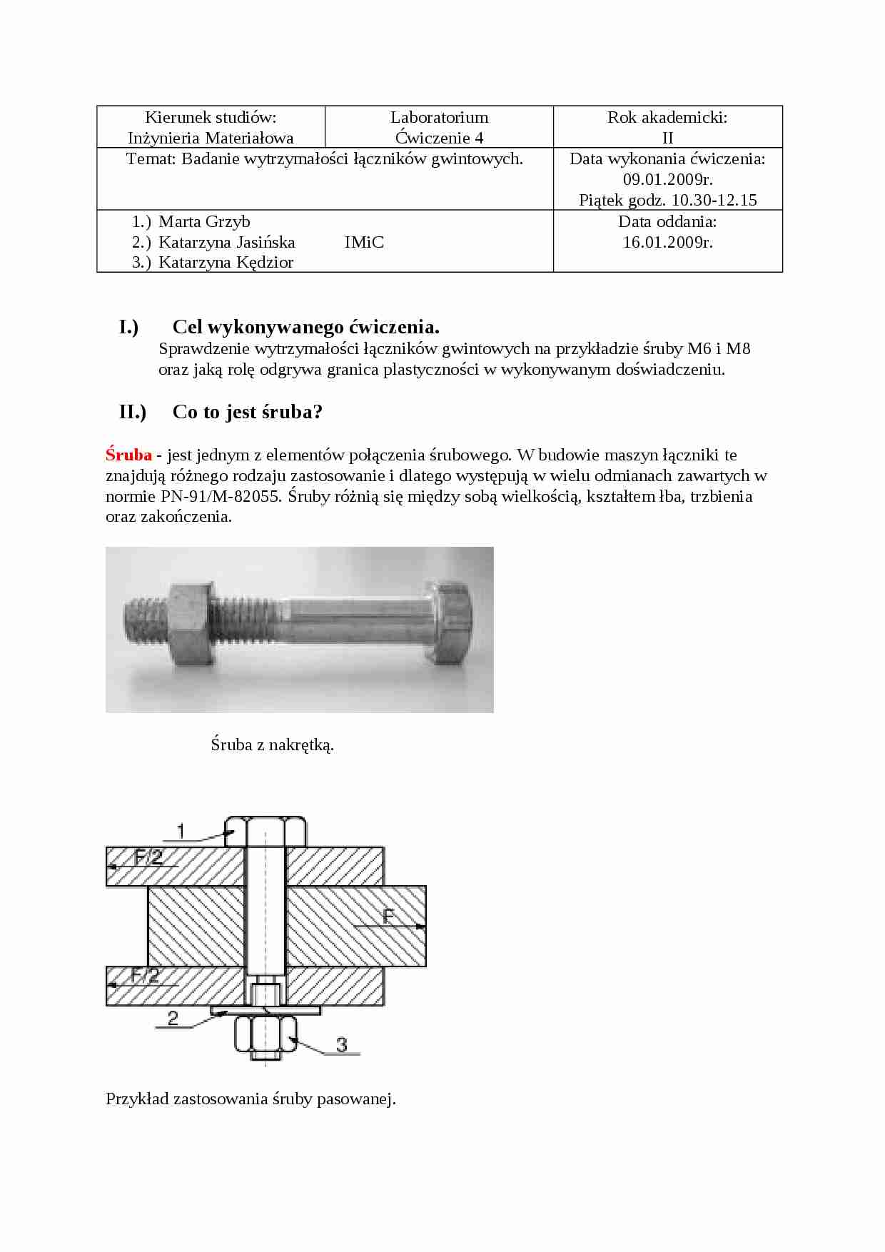 Wytrzymałość łączników gwintowych - omówienie - strona 1