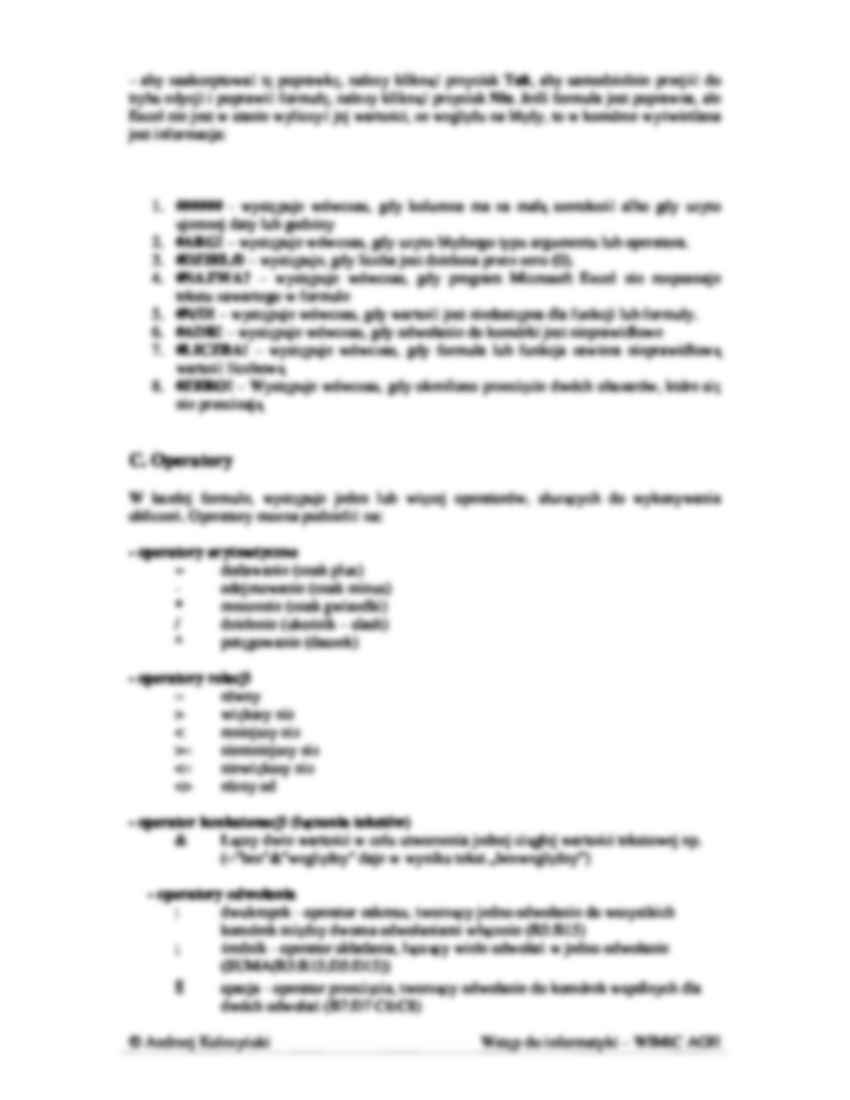Excel - formuły i funkcje - omówienie - strona 2