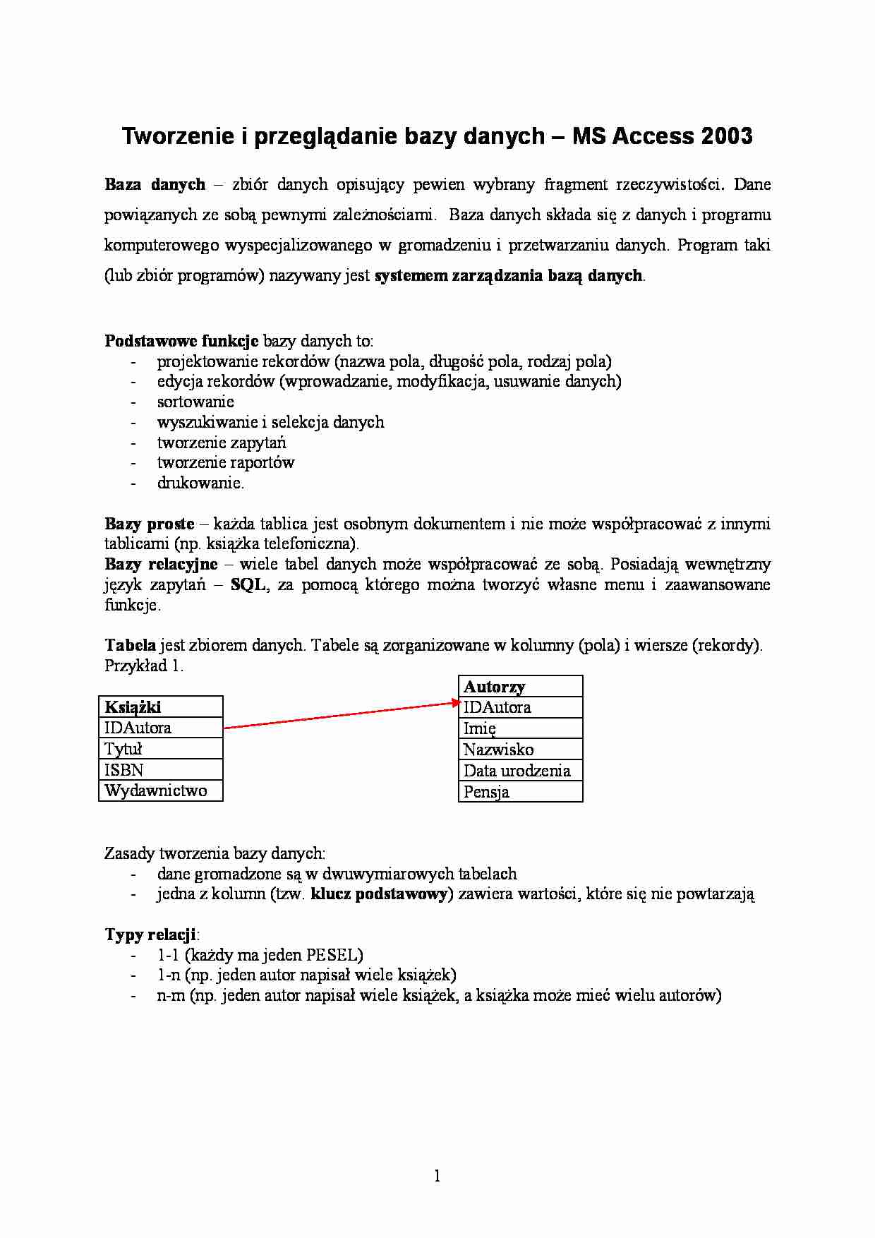 Tworzenie i przegldanie bazy danych - omówienie - strona 1