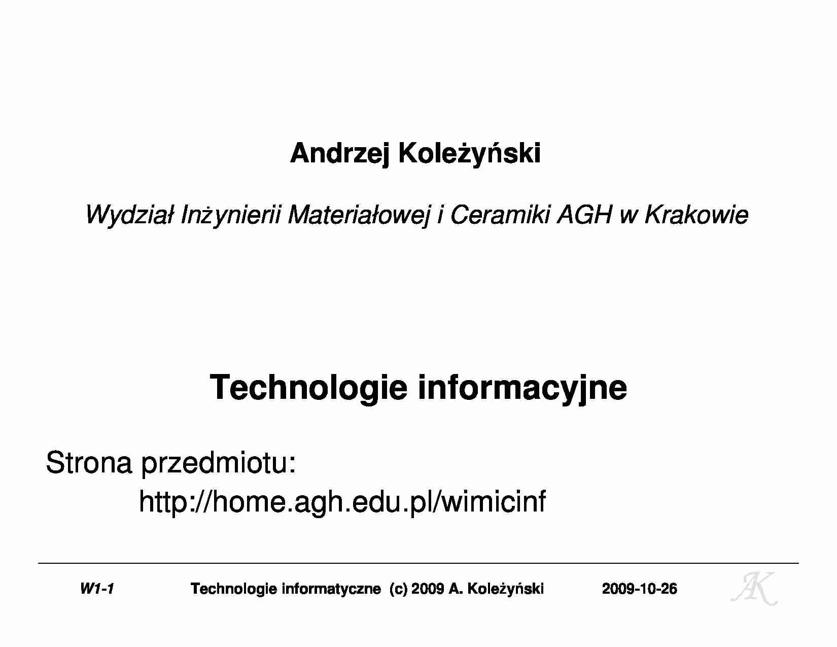 Technologie informatyczne - omówienie - strona 1