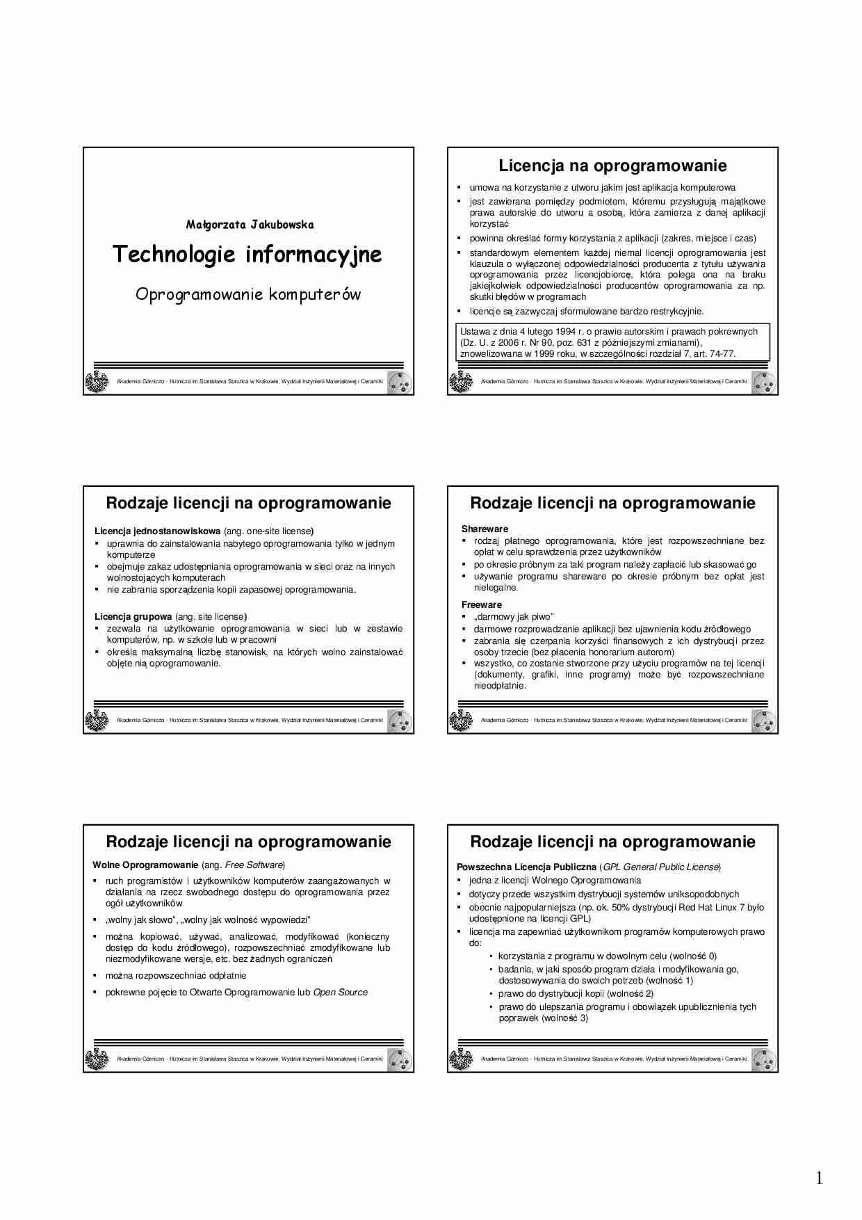 Oprogramowanie komputerów - omówienie - strona 1