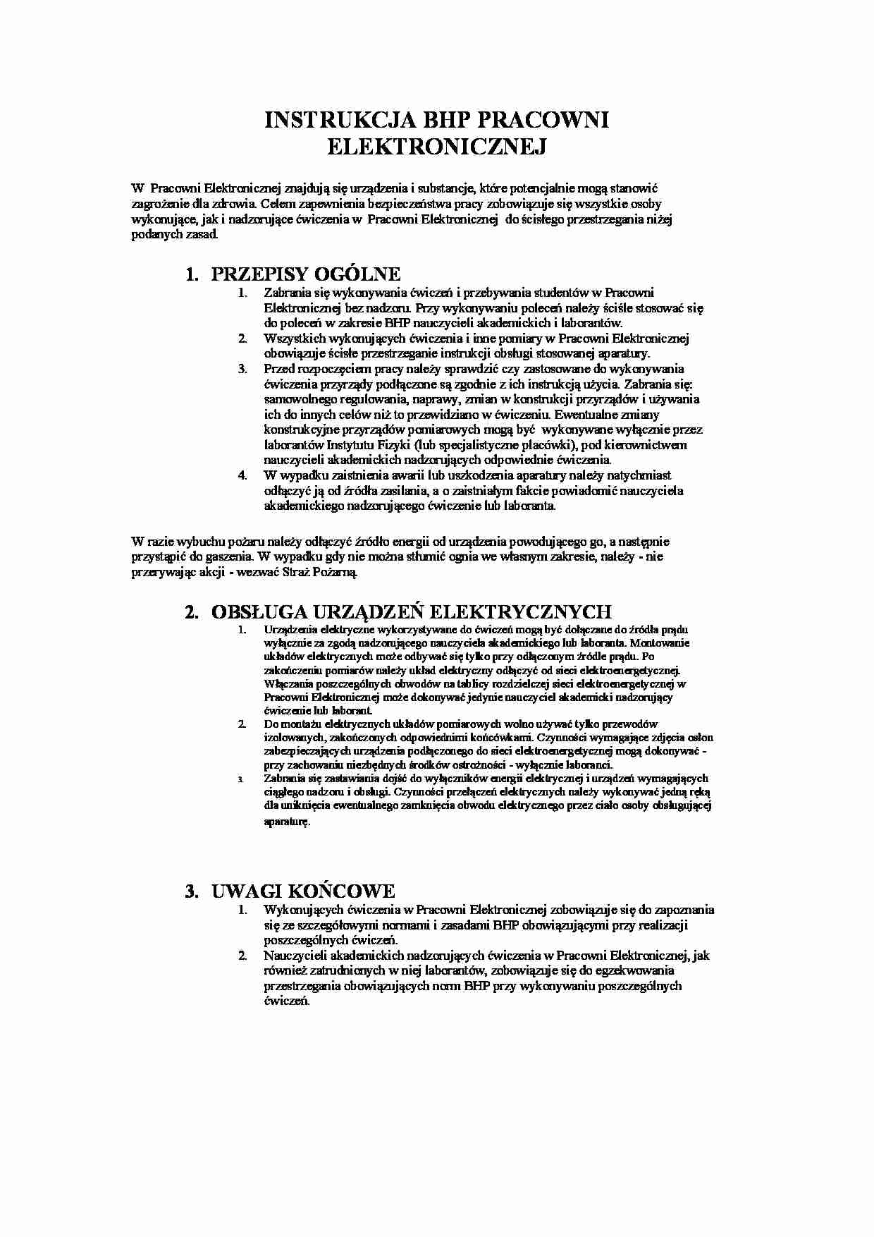 Bezpieczeństwo higieny pracy pracowni elektronicznej - strona 1