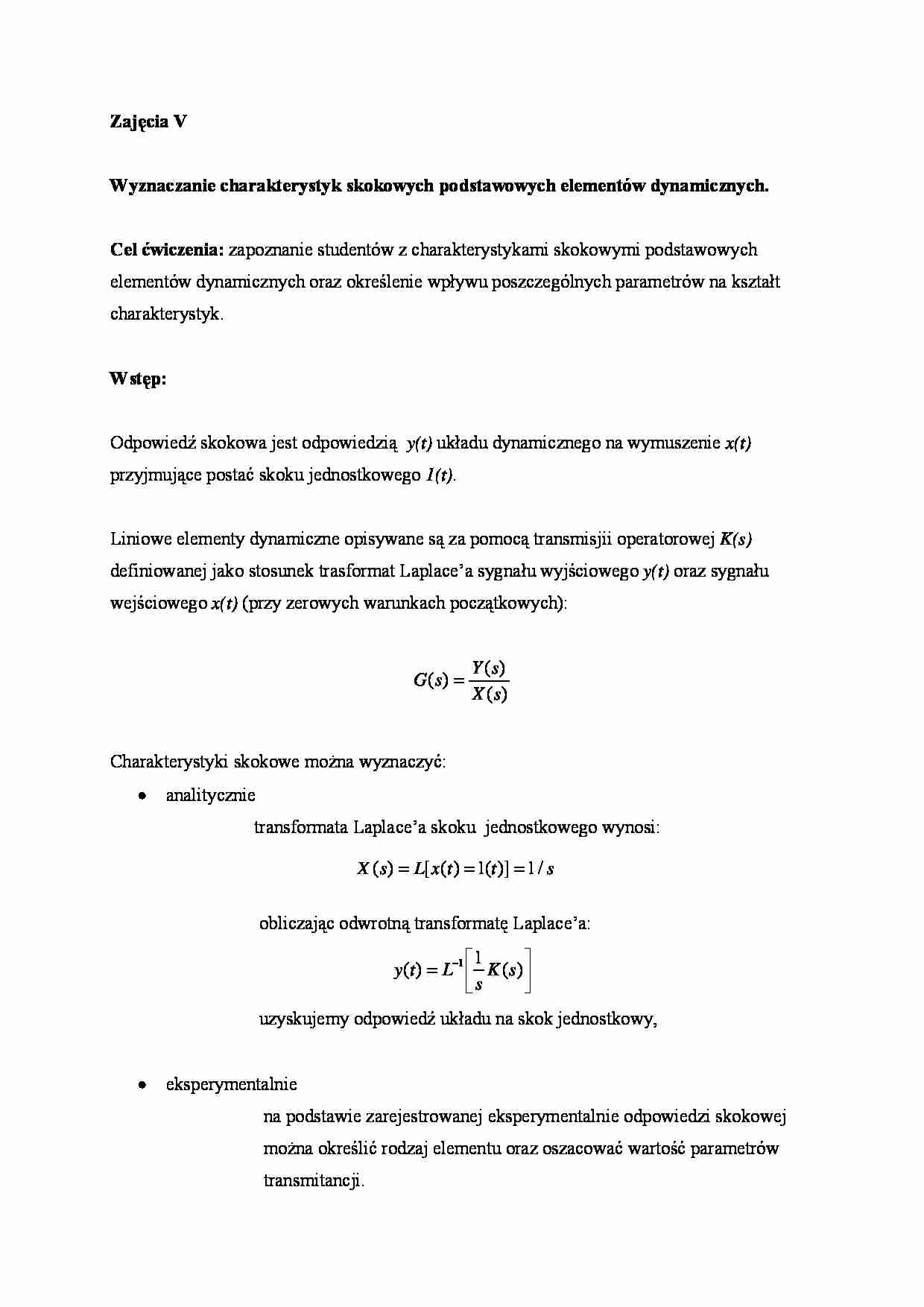 Charakterystyki skokowe - omówienie - strona 1