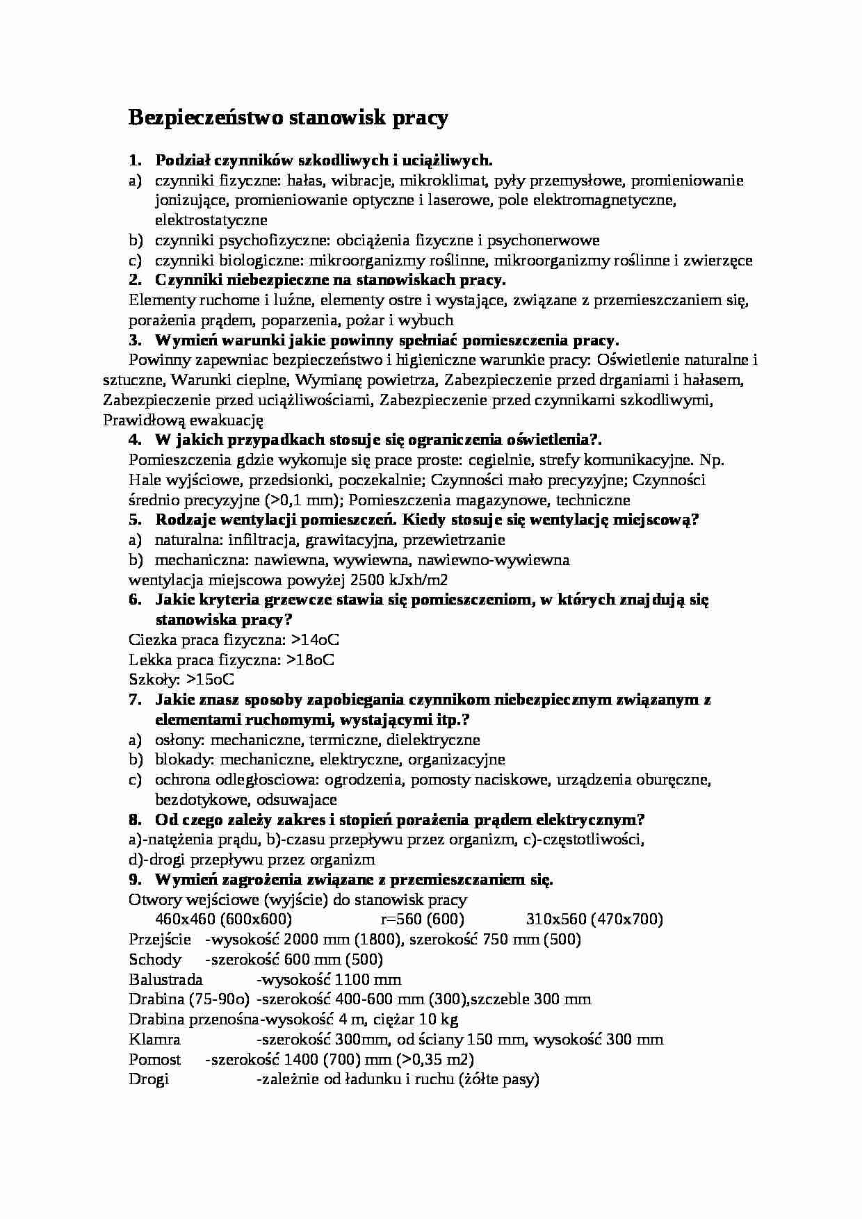 Bezpieczeństwo stanowisk pracy - omówienie - czynniki szkodliwe - strona 1