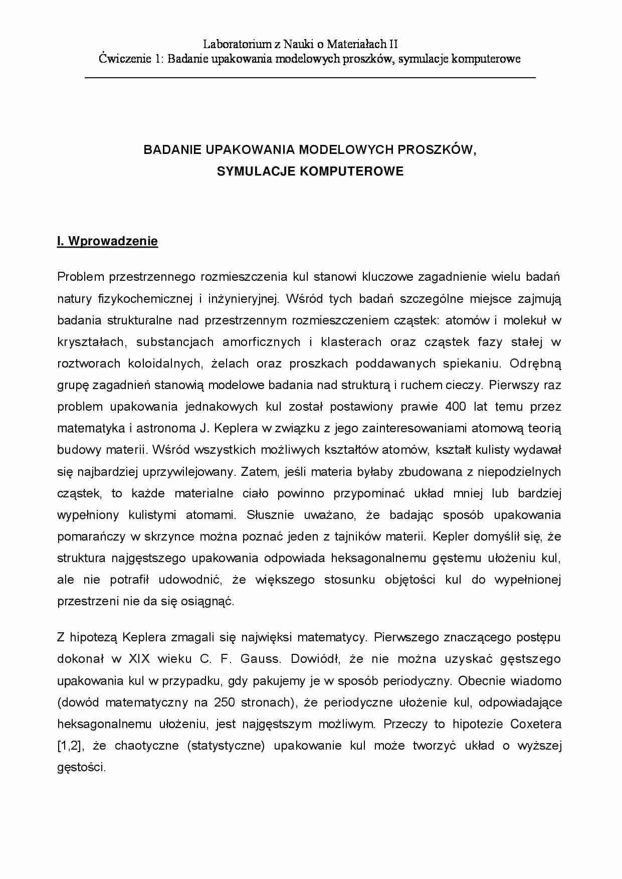 Upakowanie modelowe proszków - omówienie - strona 1