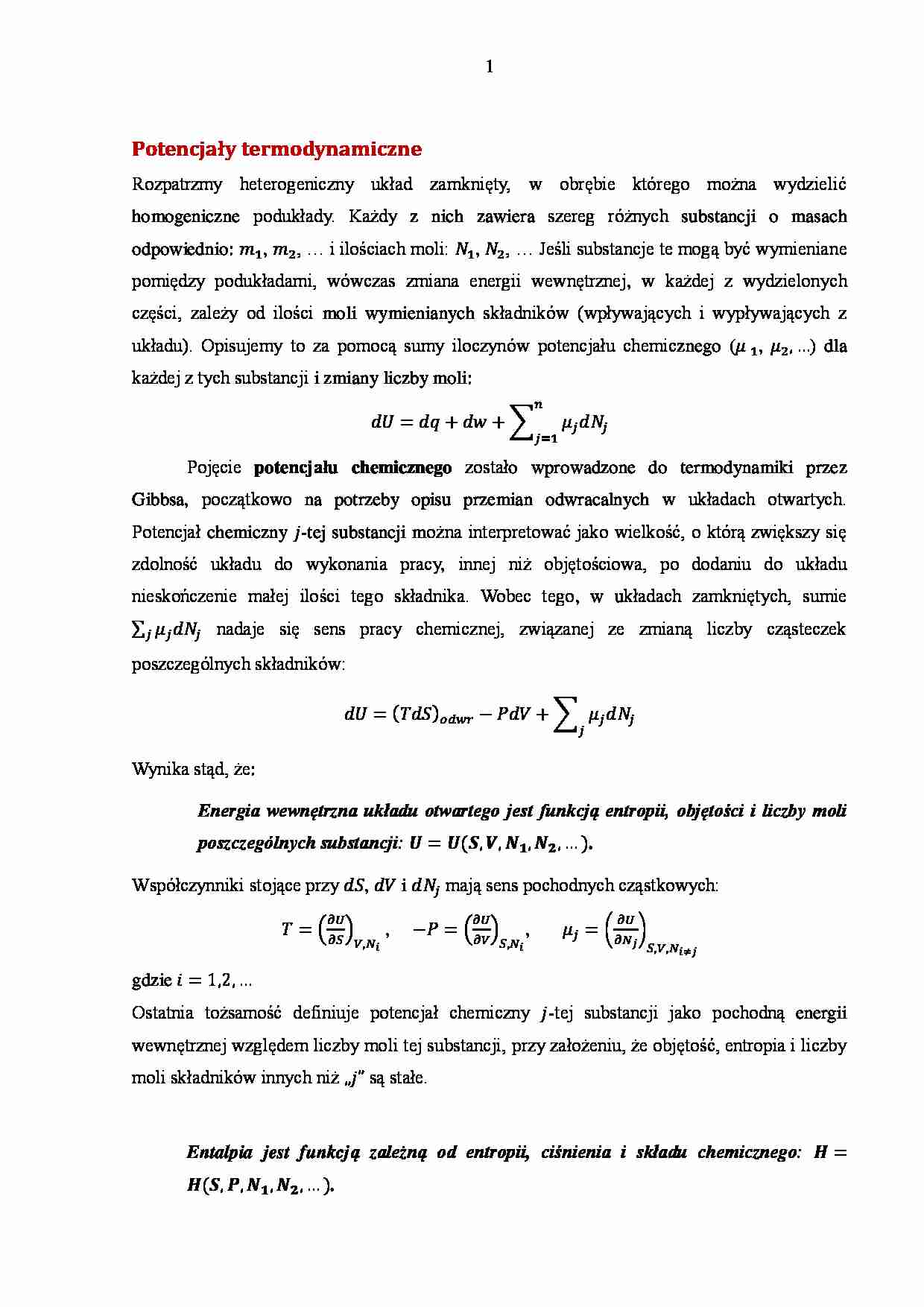 Potencjały termodynamiczne - omówienie - strona 1