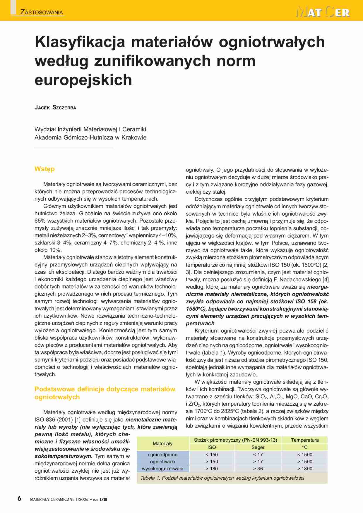 Materiały ceramiczne - omówienie - Materiały ogniotrwałe - strona 1