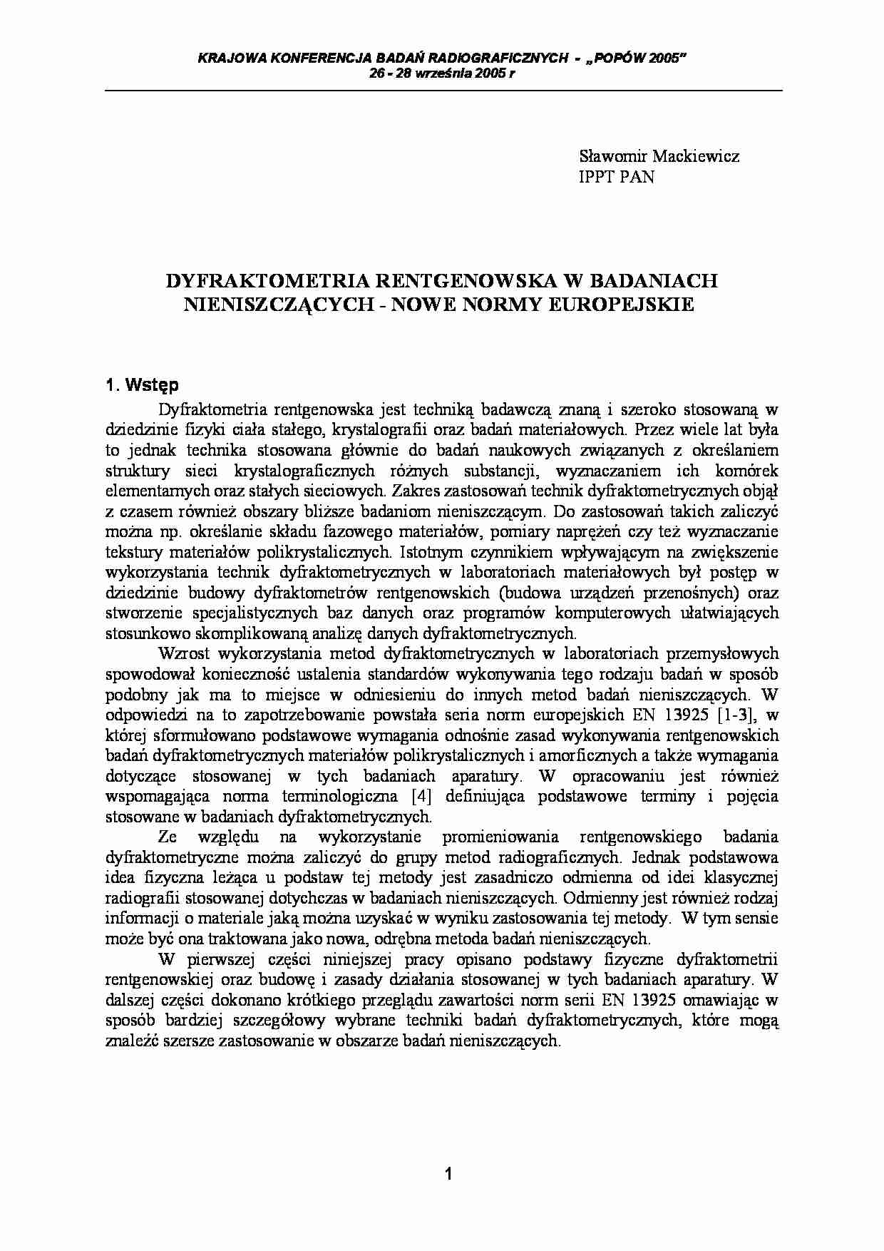 Dyfraktometria - omówienie - strona 1