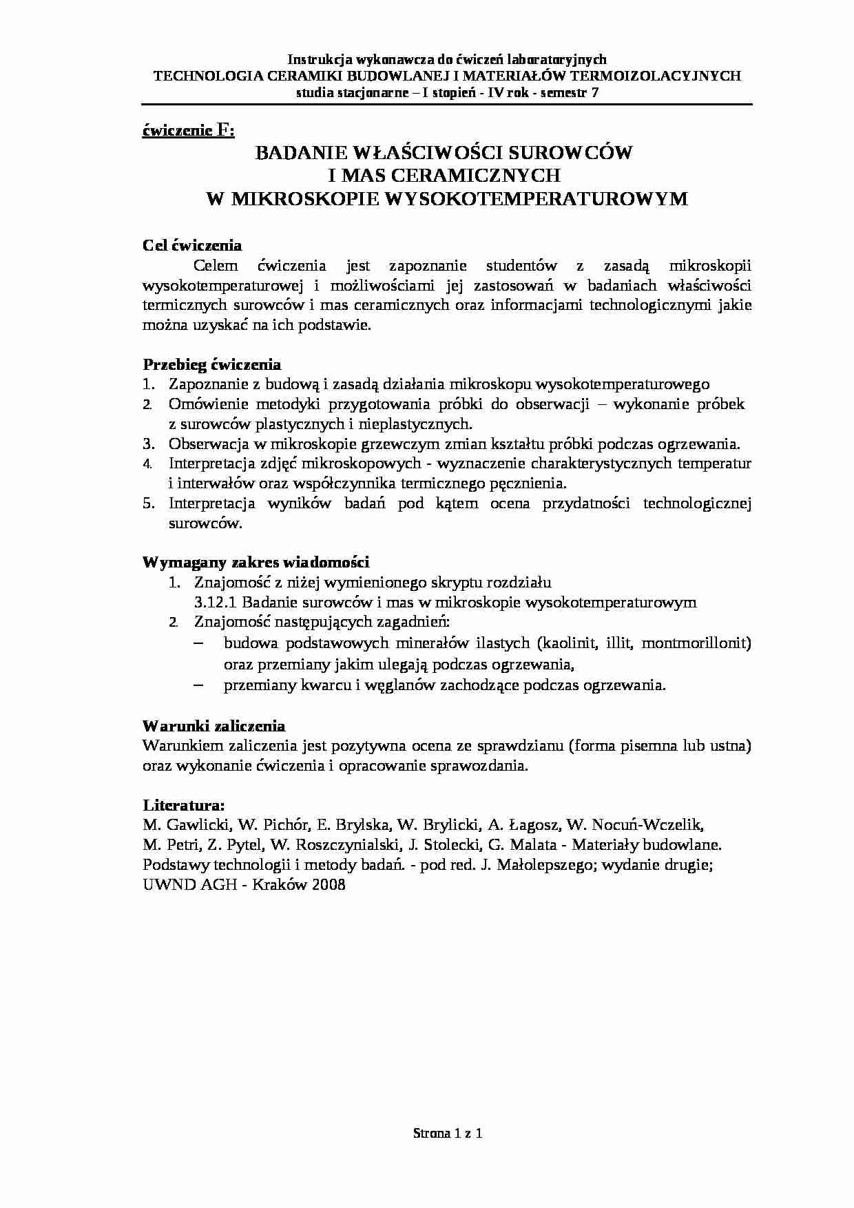 Badanie właściwości materiałów - ćwiczenia - strona 1