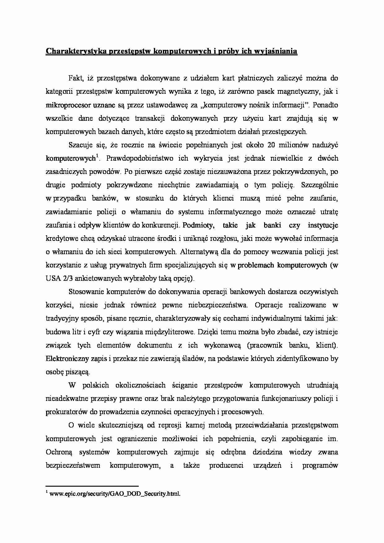 Charakterystyka przestępstw komputerowych - wykład - strona 1