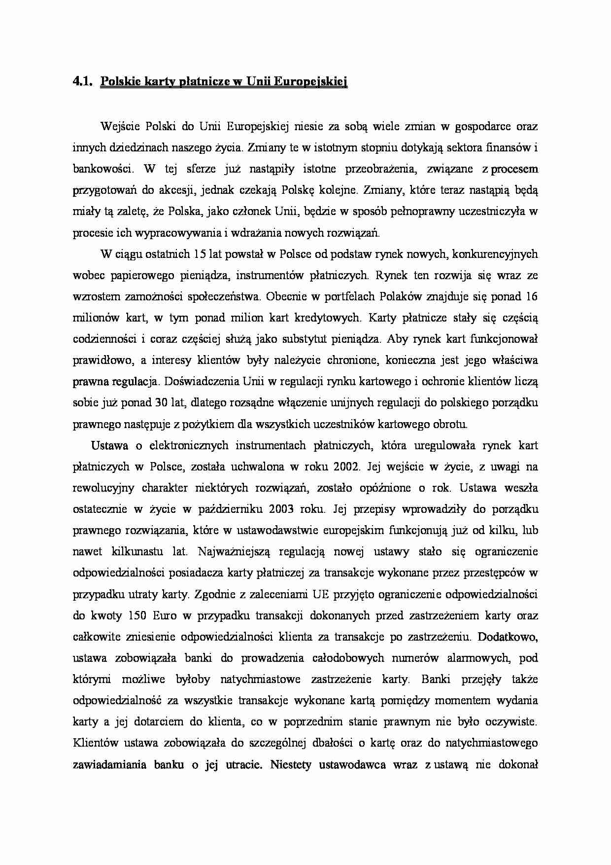 Polskie karty płatnicze w Unii Europejskiej - wykład - strona 1
