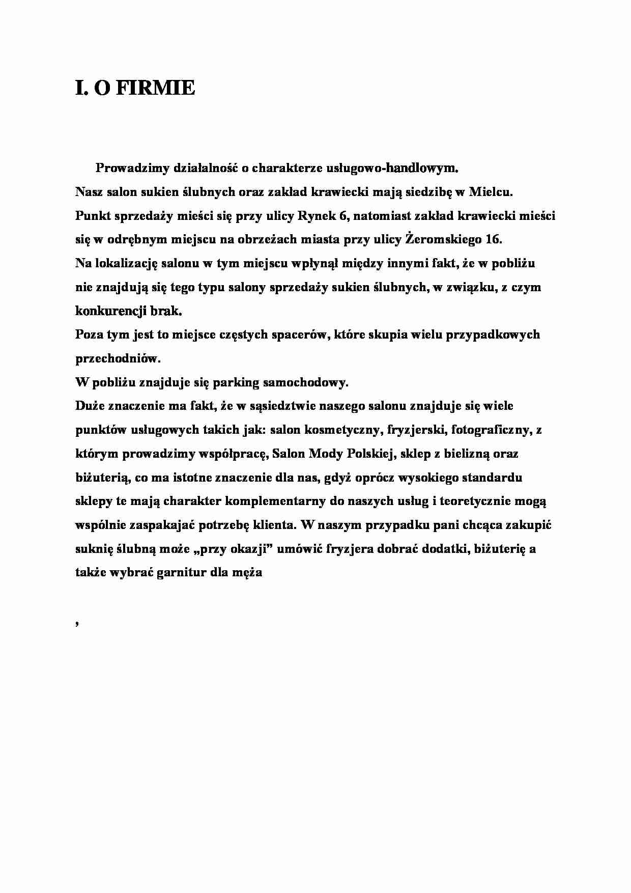 Sprawozdanie o firmie - wykład - strona 1