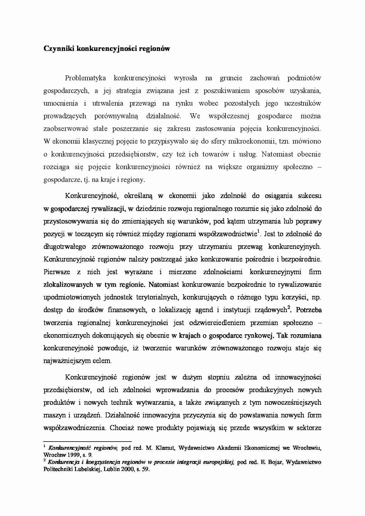 Czynniki konkurencyjności regionów - wykład - strona 1