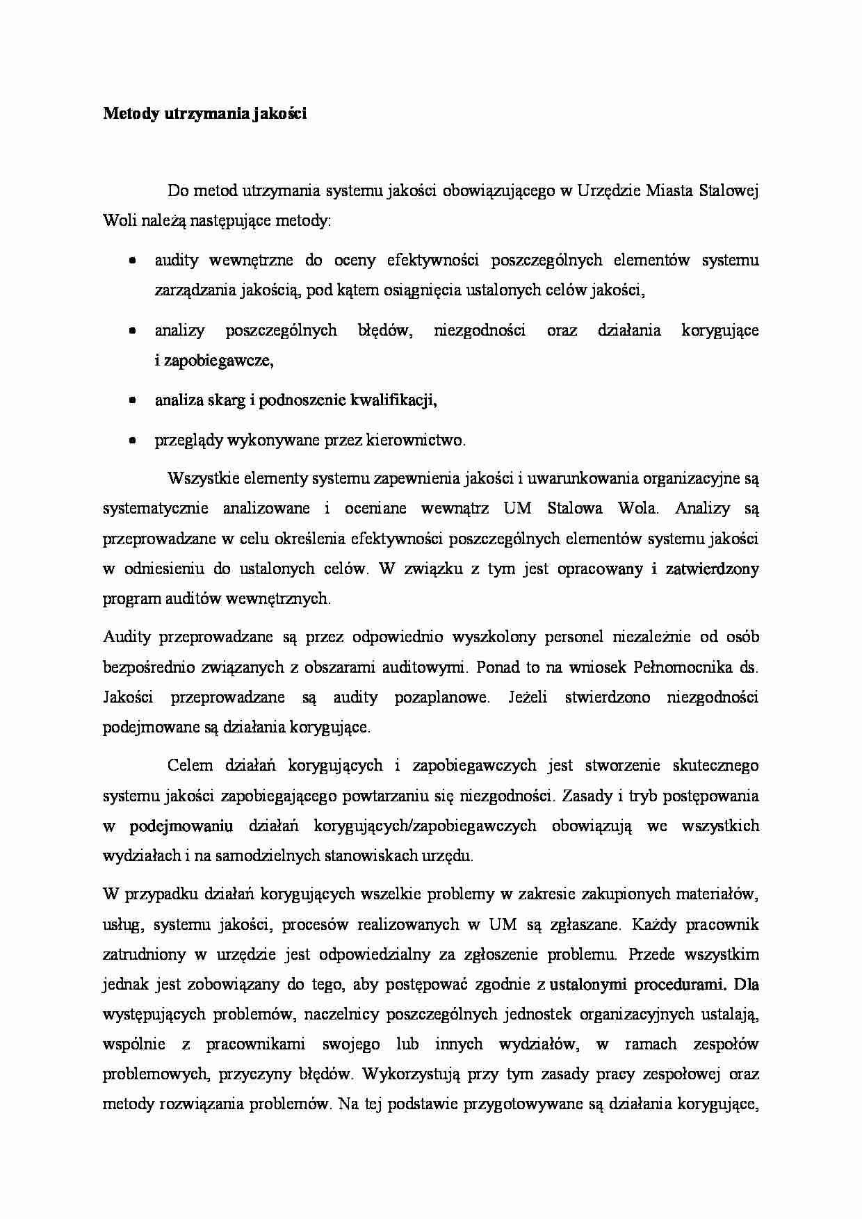 Metody utrzymania jakości - wykład - strona 1