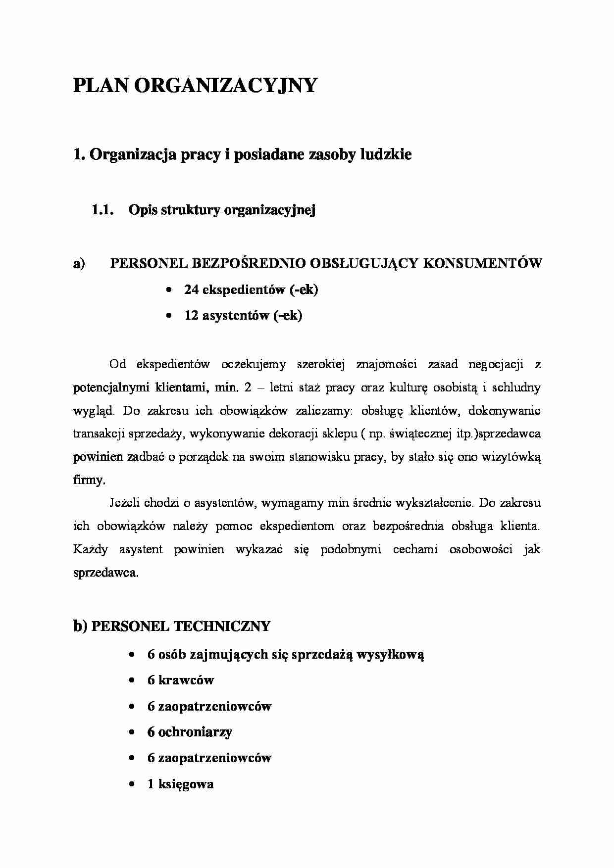Plan organizacyjny - wykład - strona 1