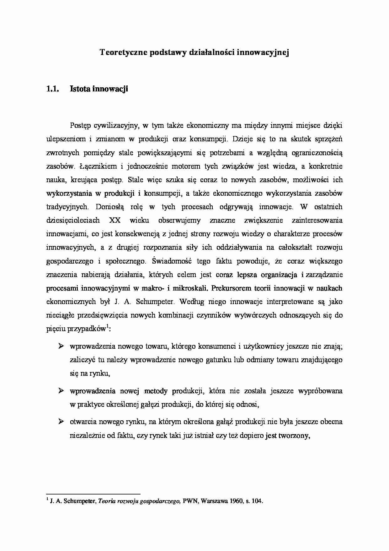 Teoretyczne podstawy działalności innowacyjnej - wykład - strona 1
