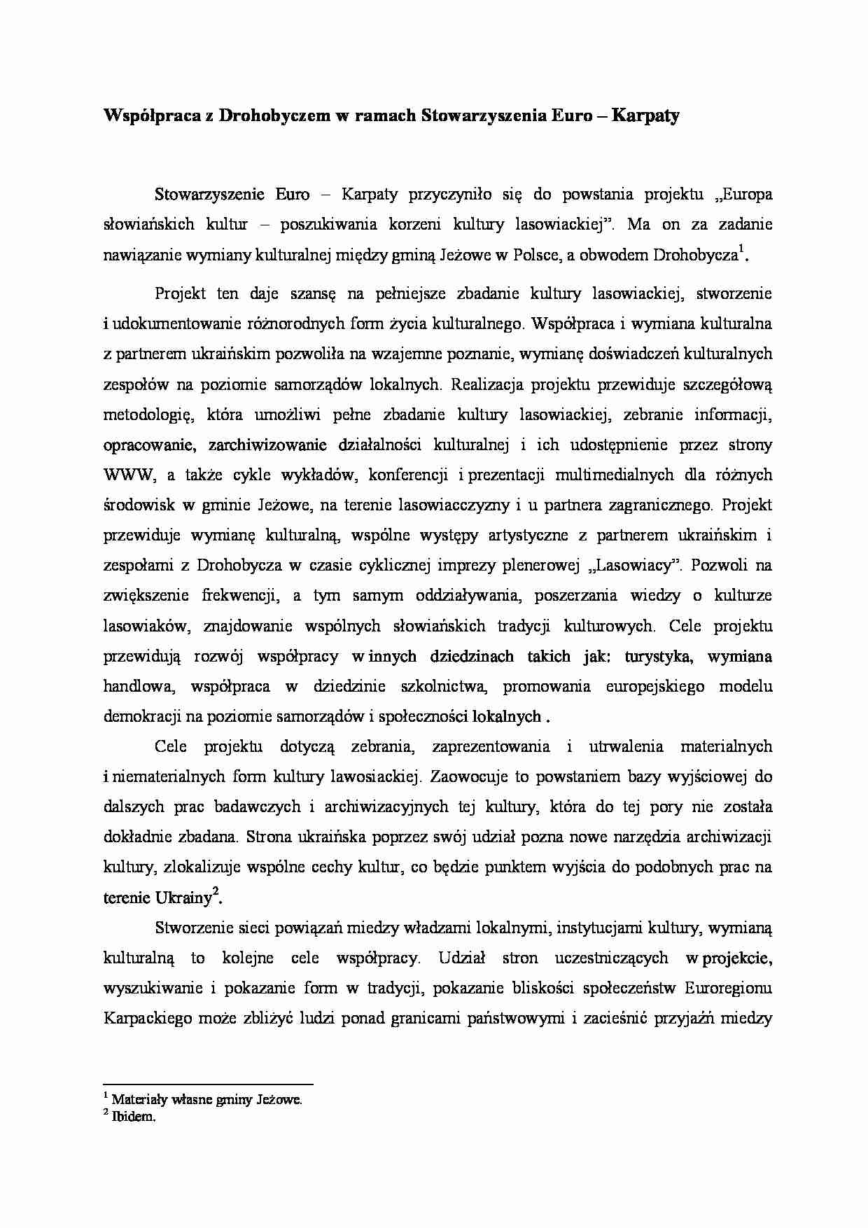 Współpraca z Drohobyczem - wykład - strona 1