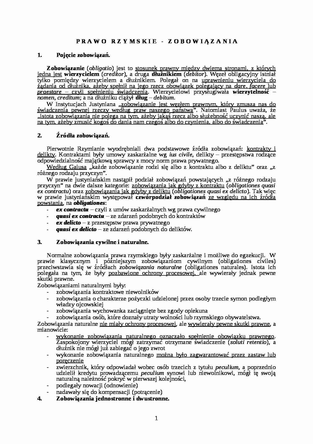 Prawo rzymskie - zobowiązania - strona 1