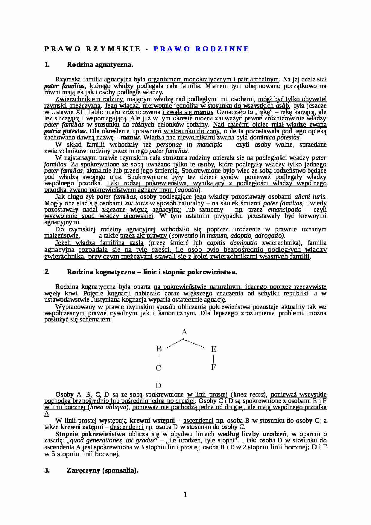 Prawo rzymskie - prawo rodzinne - strona 1