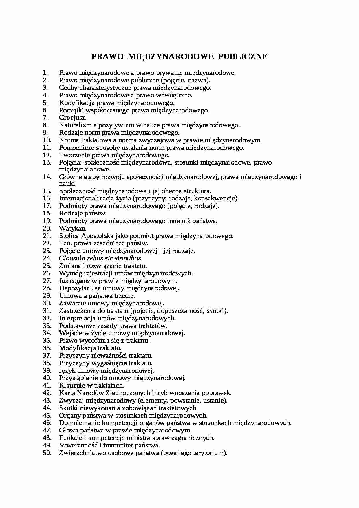 Prawo międzynarodowe publiczne - pytania - strona 1