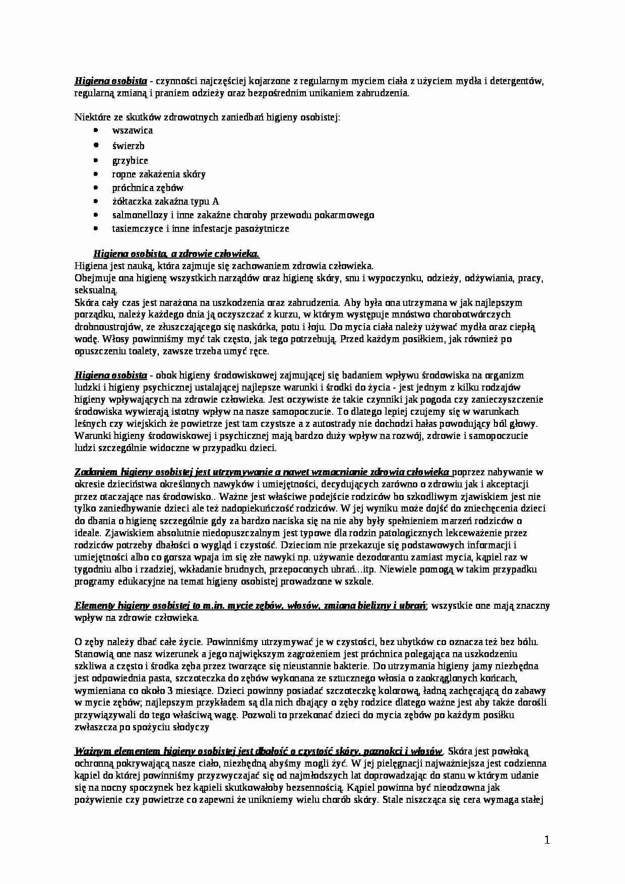 Higiena osobista - strona 1