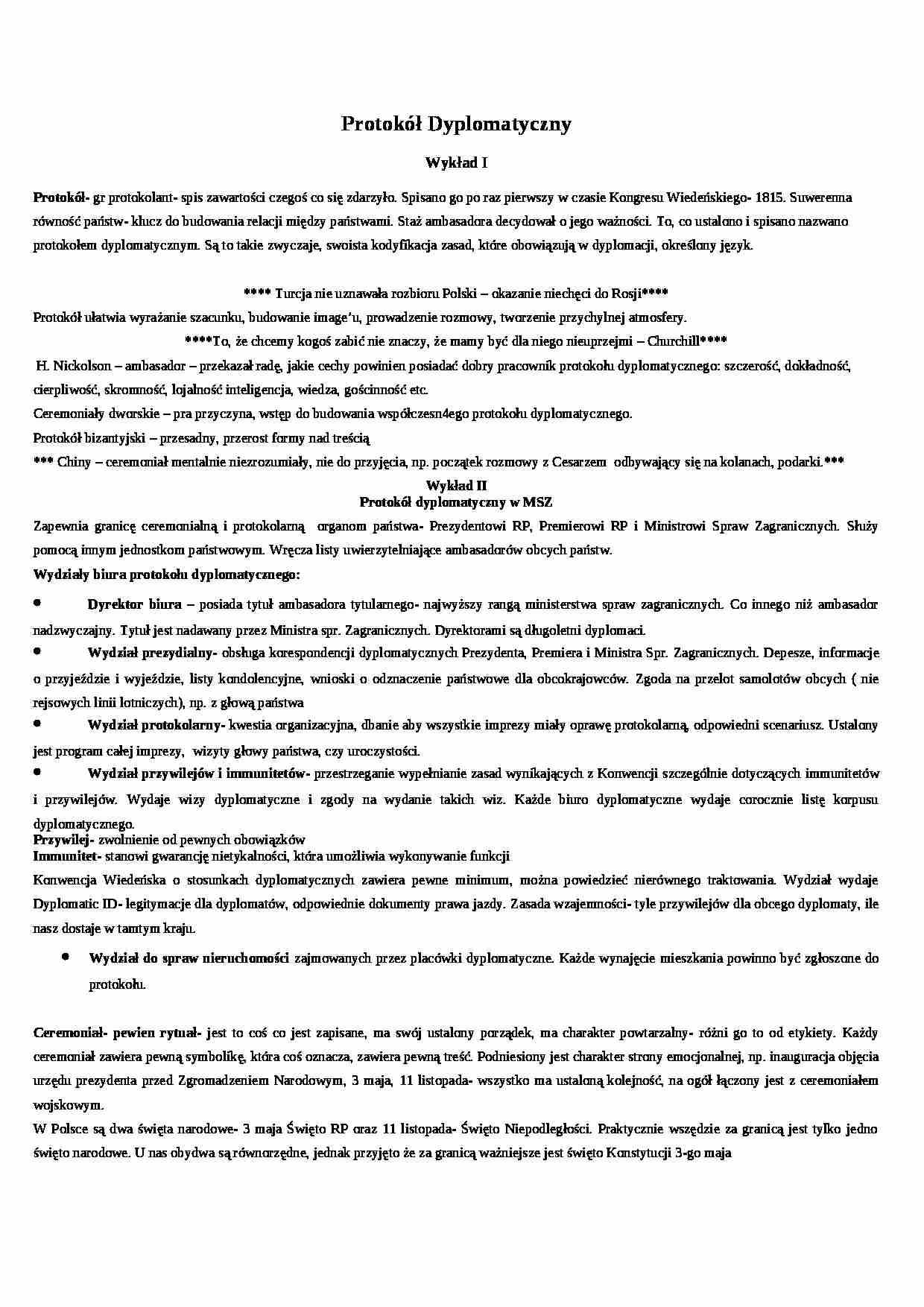 Protokół dyplomatyczny - Organizacja uroczystości - strona 1
