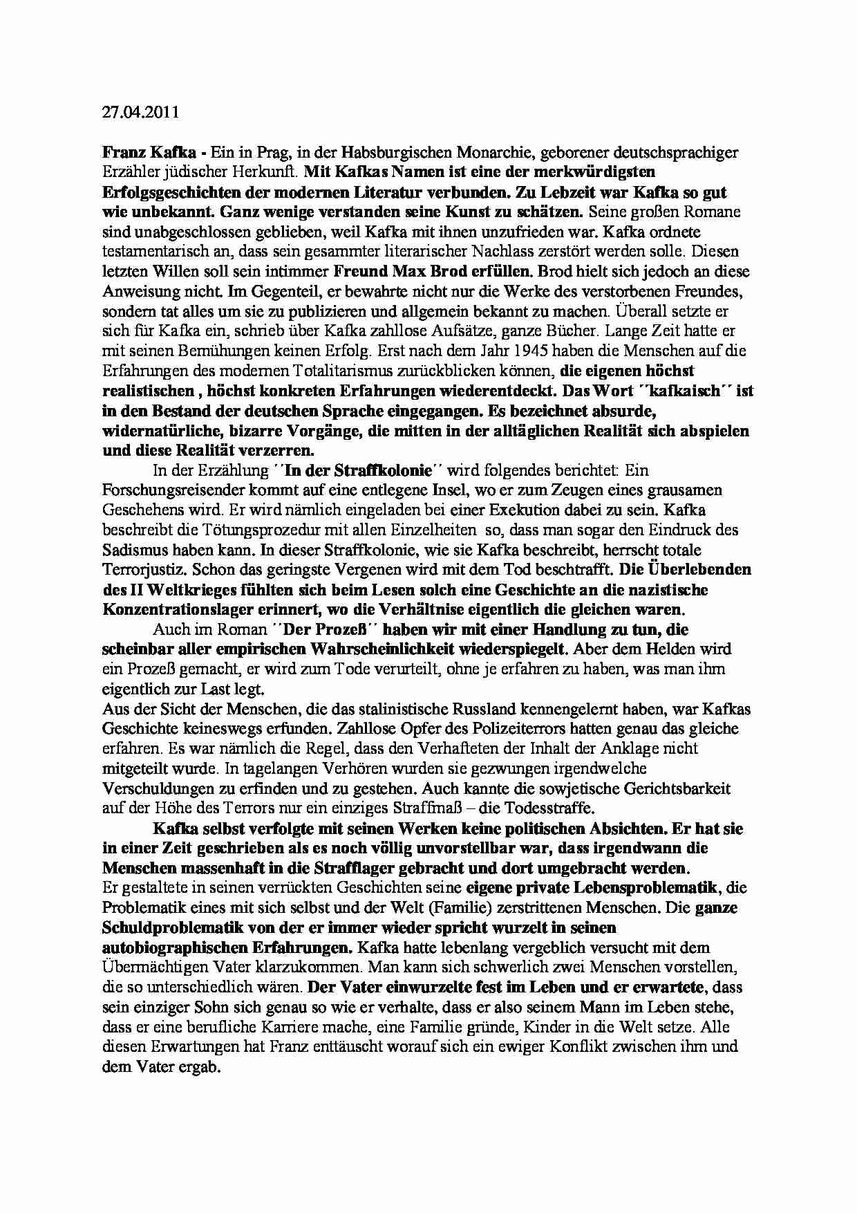 Franz Kafka bibliografia  - strona 1