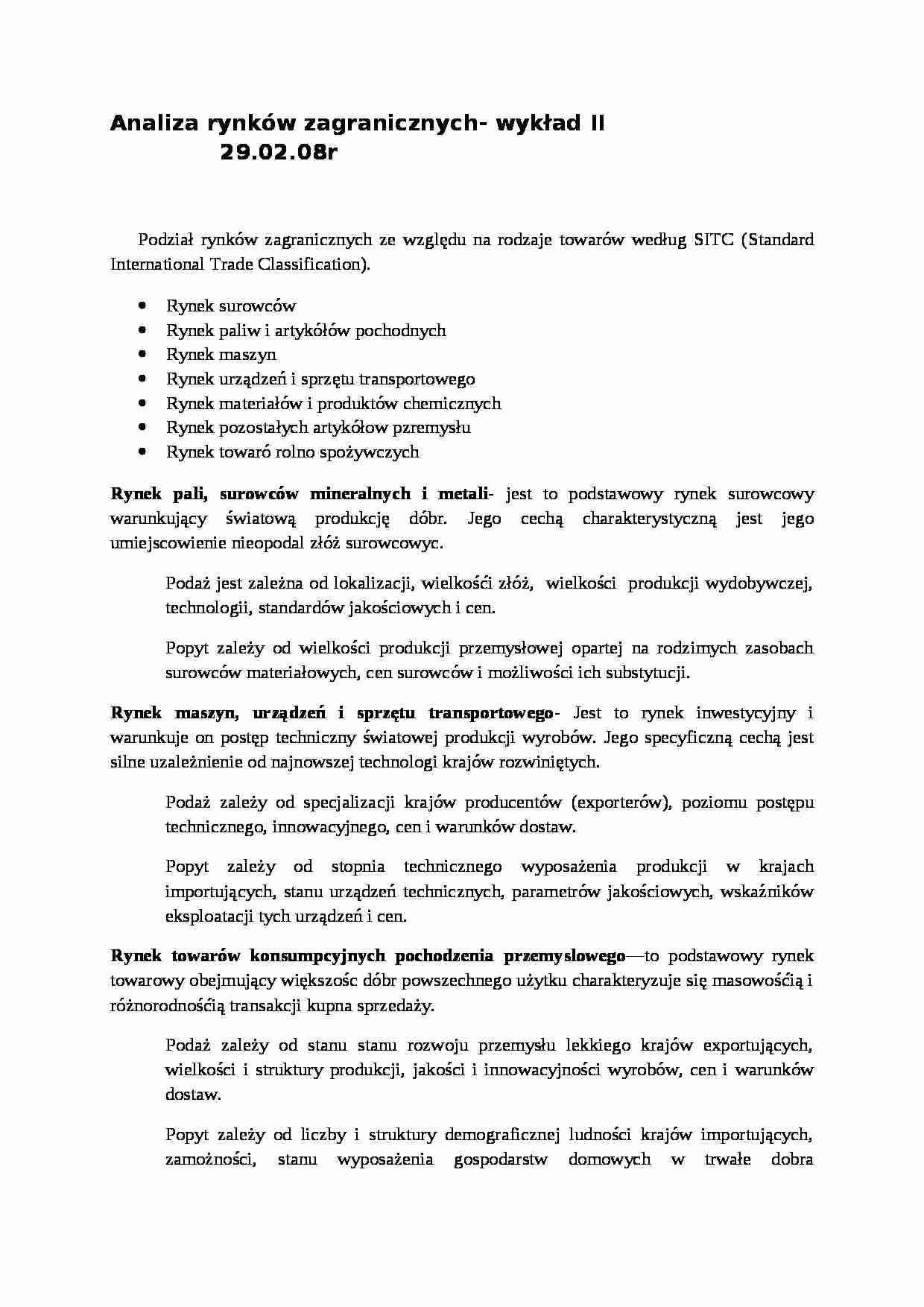 Analiza rynków zagranicznych - Mechanizm równowagi rynkowej - strona 1