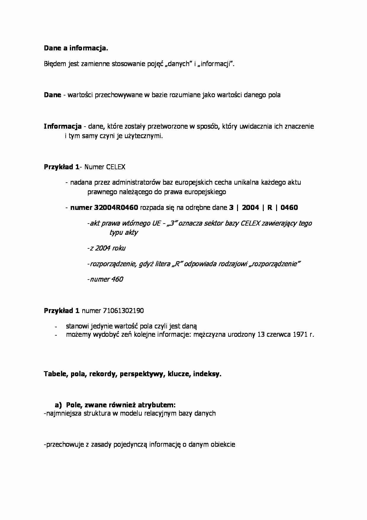 Dane a informacja - omówienie - strona 1