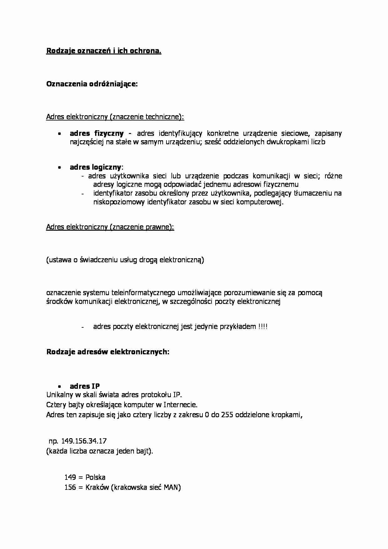 Rodzaje oznaczeń - omówienie - strona 1