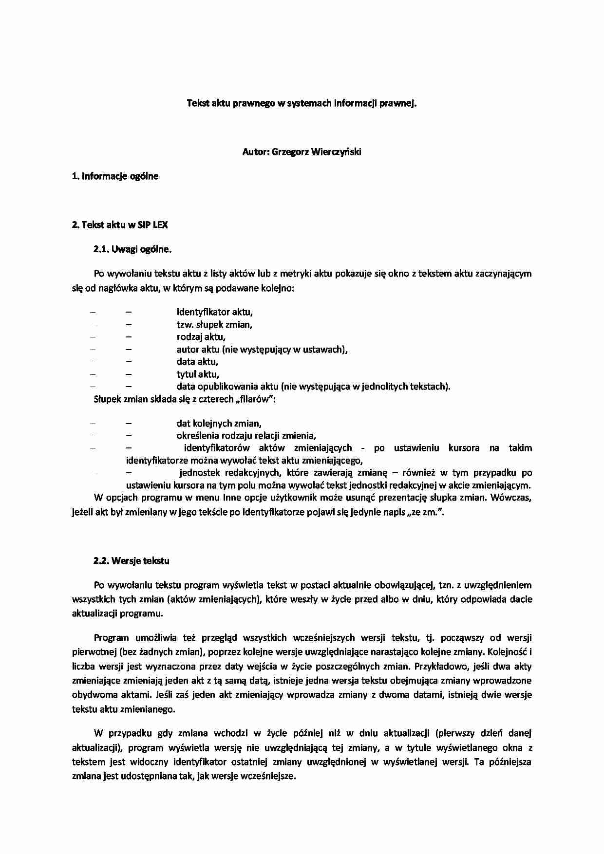 Tekst aktu prawnego - omówienie - strona 1