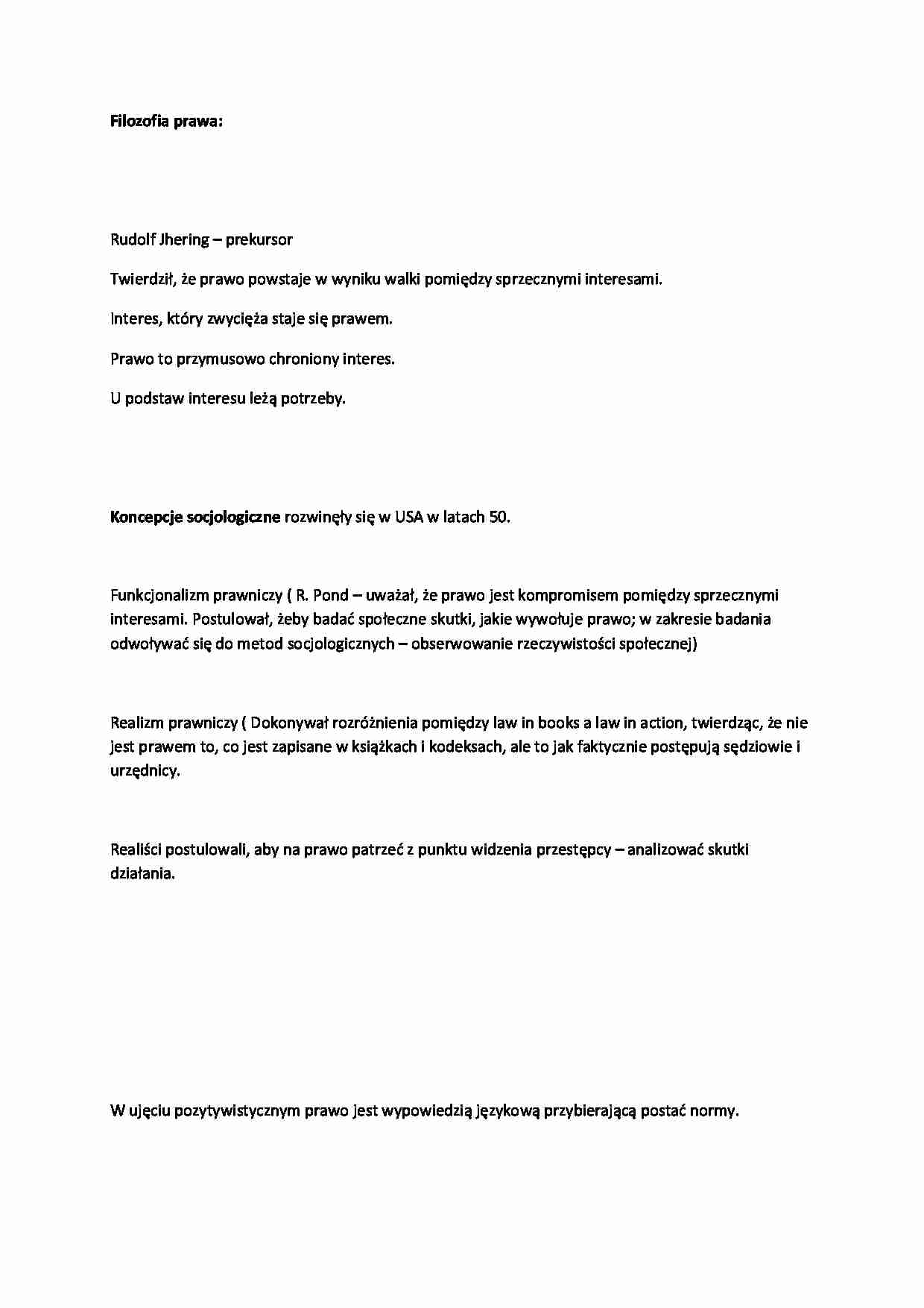 Filozofia prawa - omówienie - strona 1