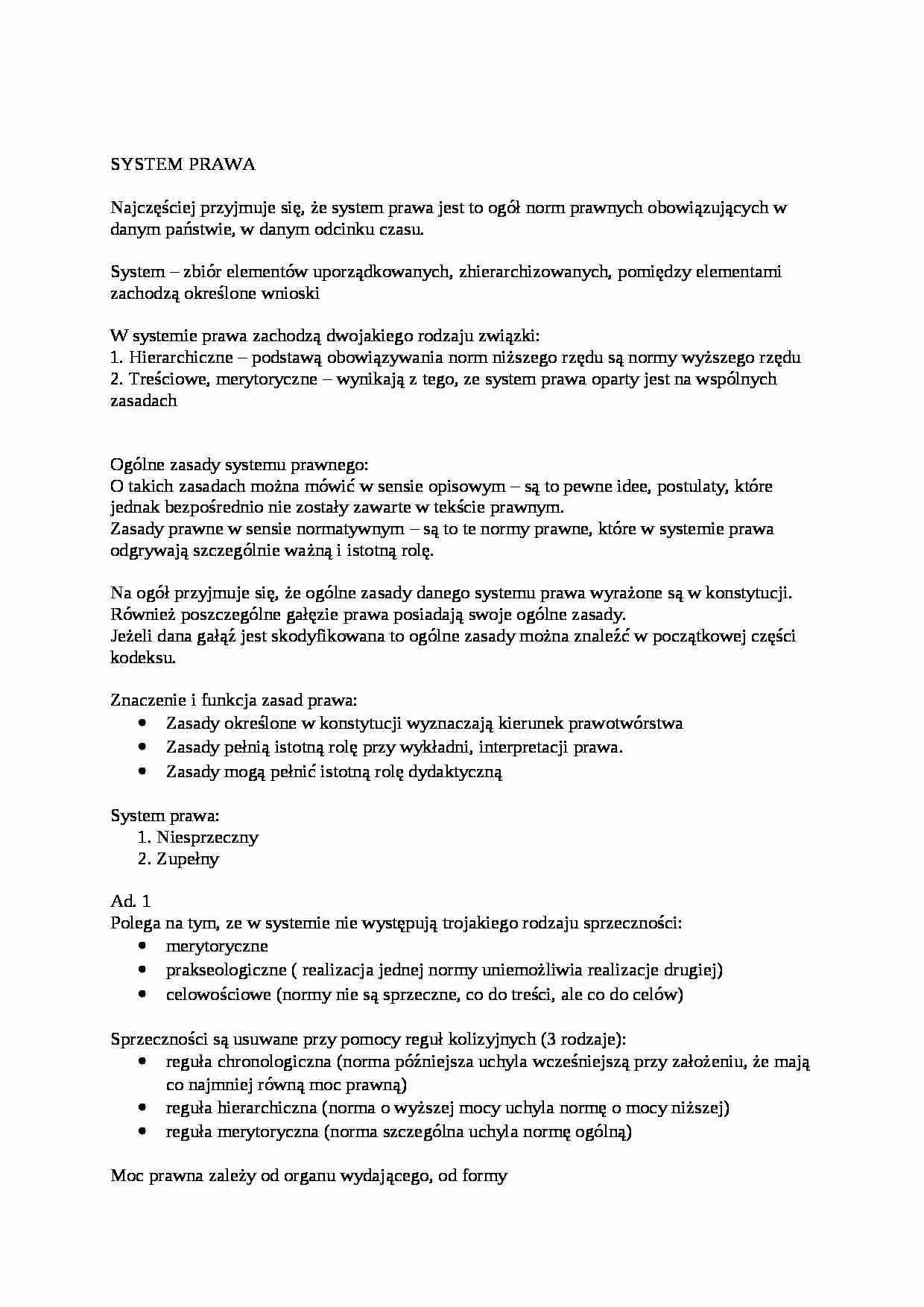 System prawa - omówienie - strona 1