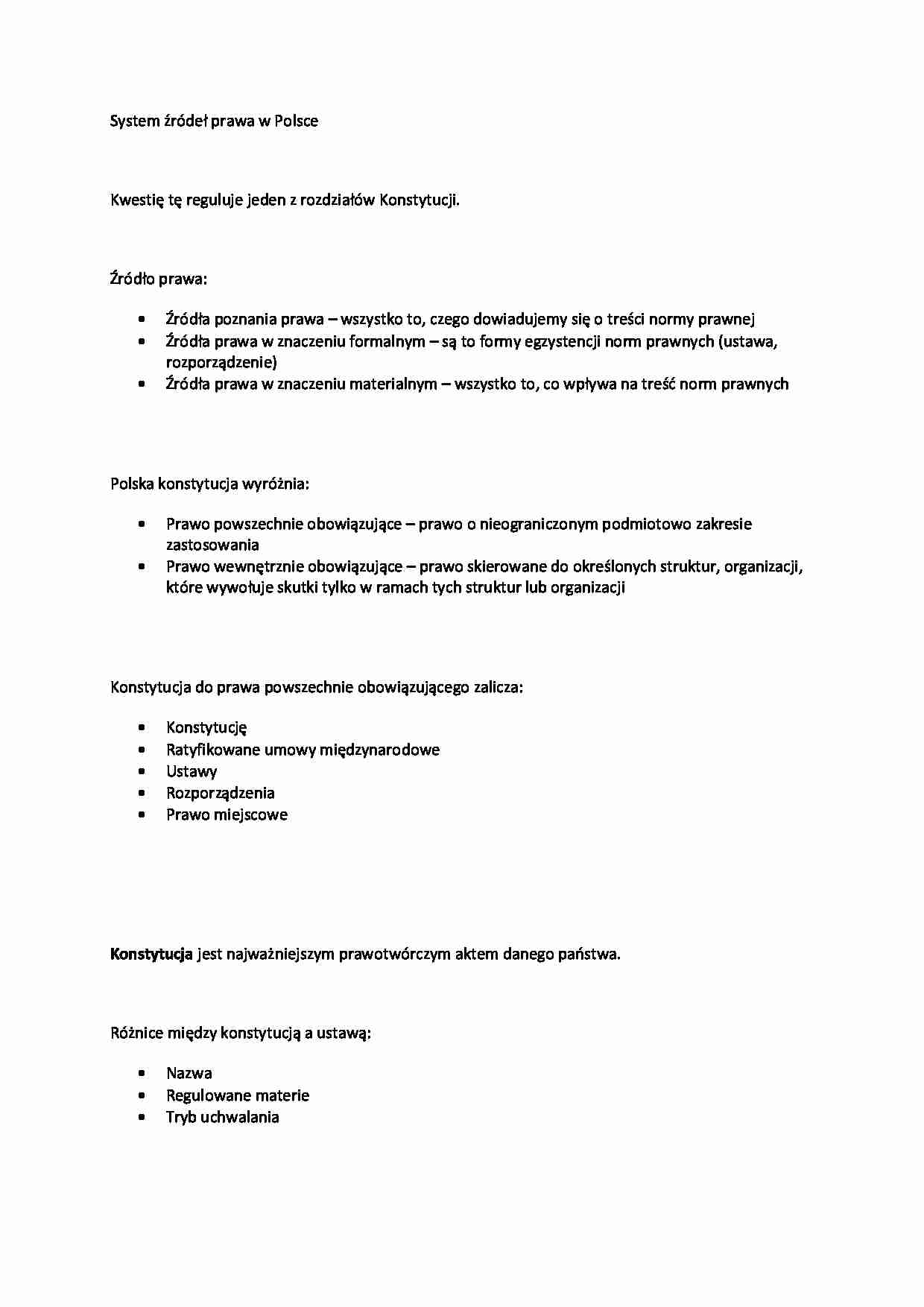 Systemy źródeł prawa - omówienie - strona 1