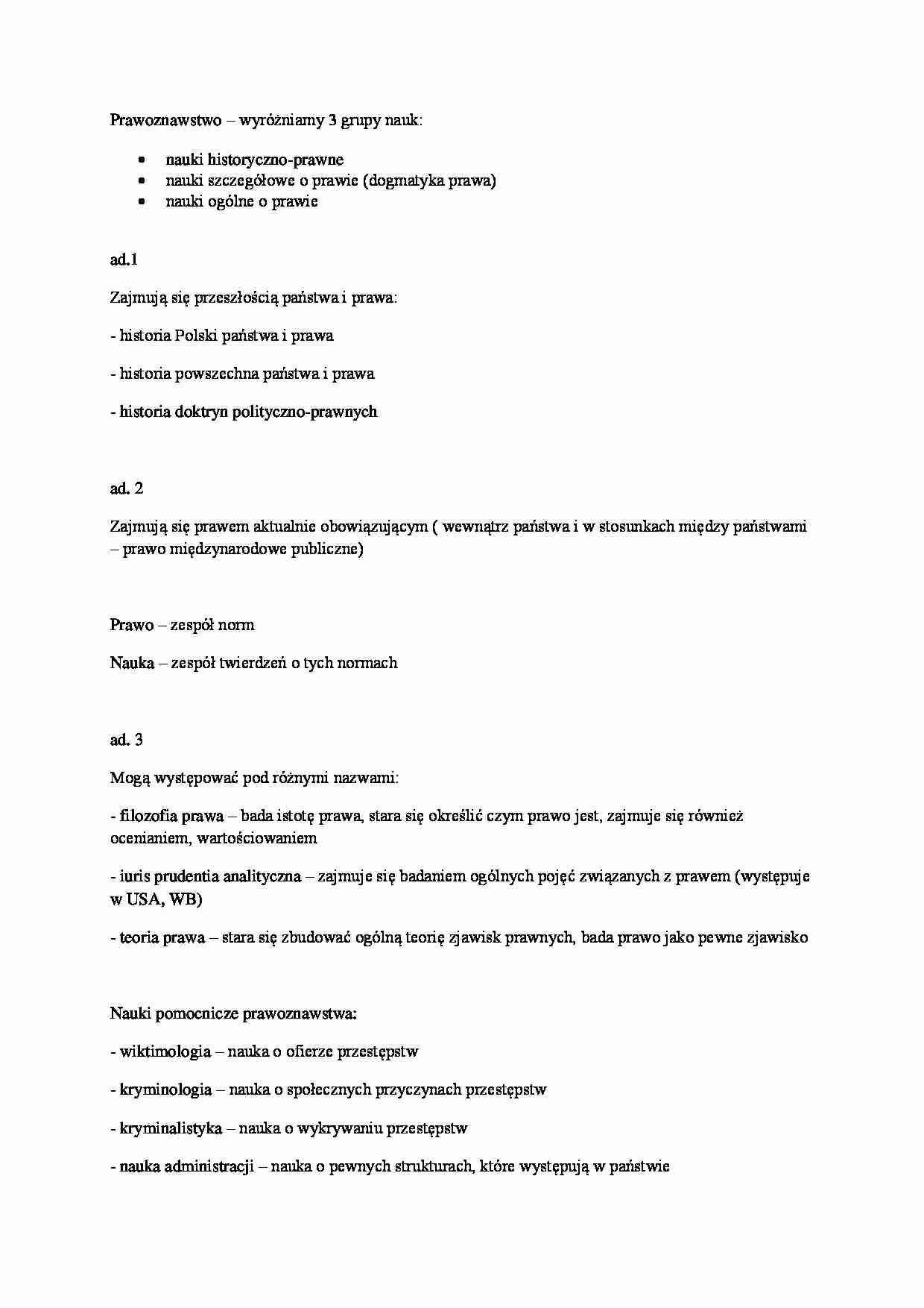 Prawoznawstwo - zagadnienia wstępne - strona 1