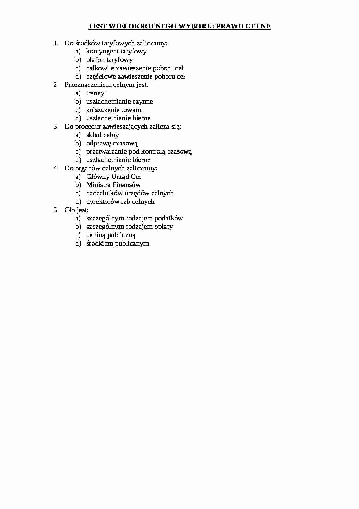Prawo celne - testy - strona 1