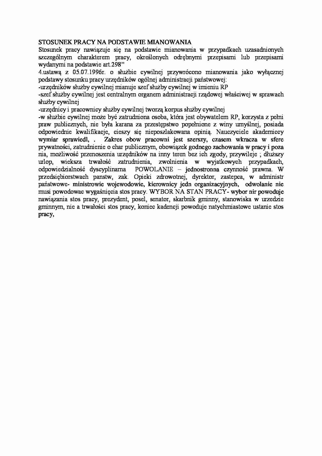 Prawo pracy - mianowanie - omówienie - strona 1
