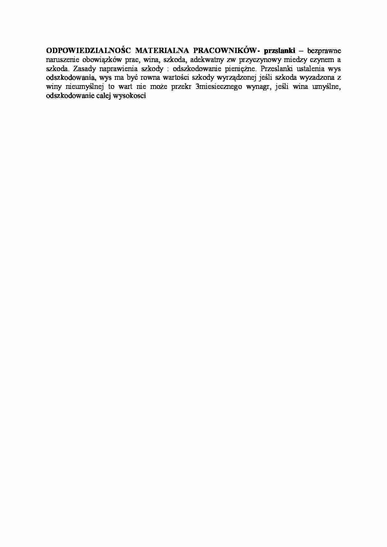 Odpowiedzialnośc materialna - omówienie - strona 1