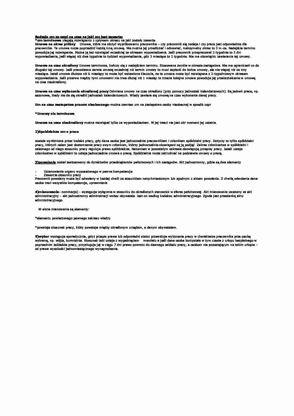 Rodzaje umów - omówienie - strona 1