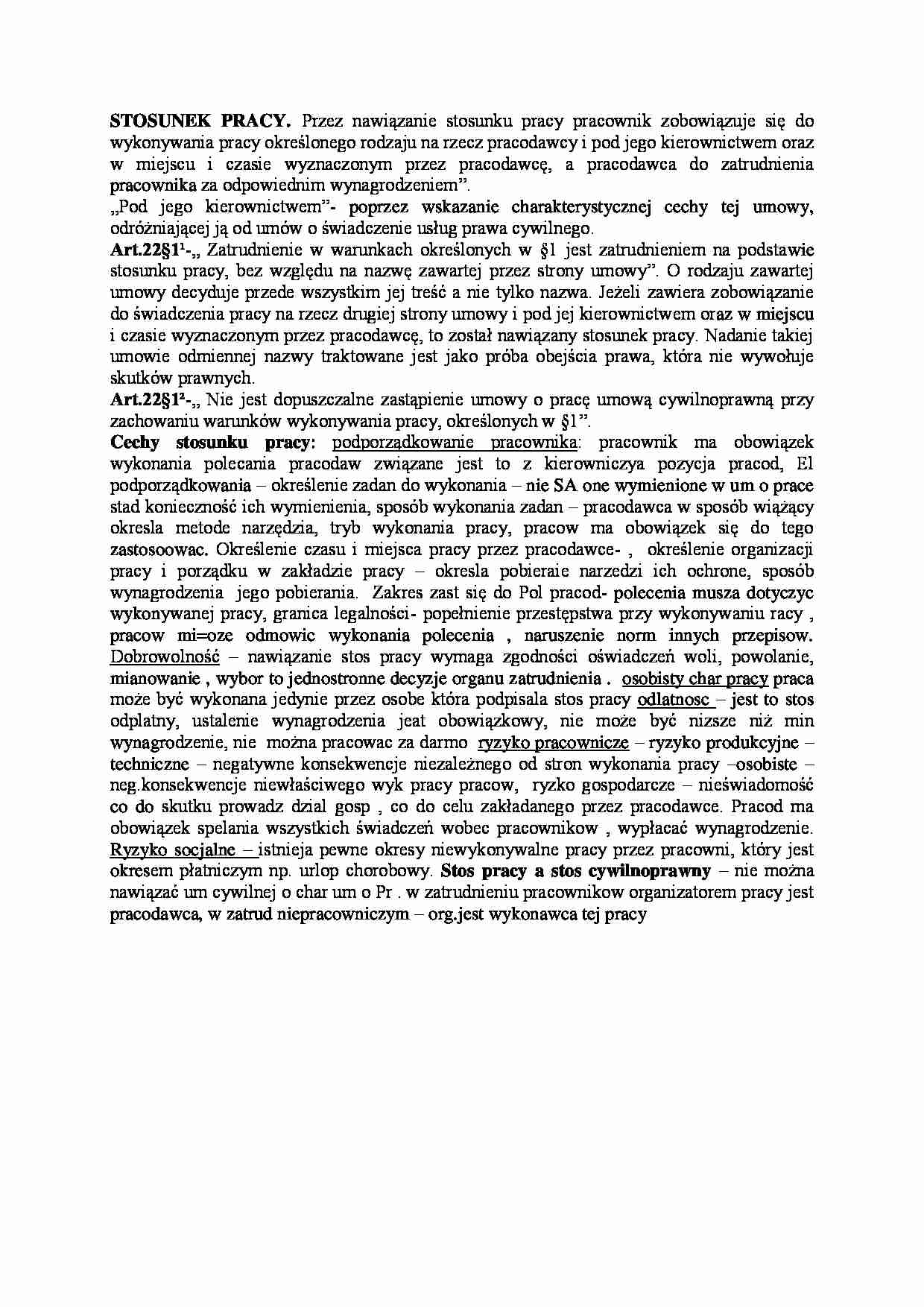 Stosunek pracy - omówienie - strona 1