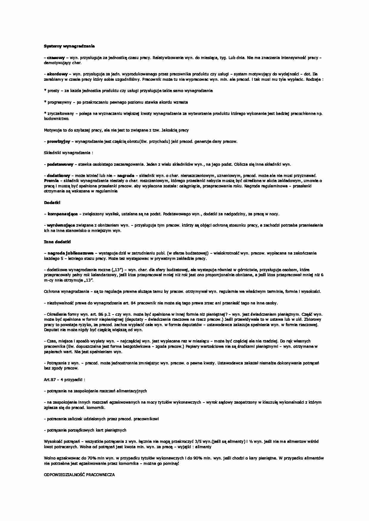 Systemy wynagradzania - omówienie - strona 1