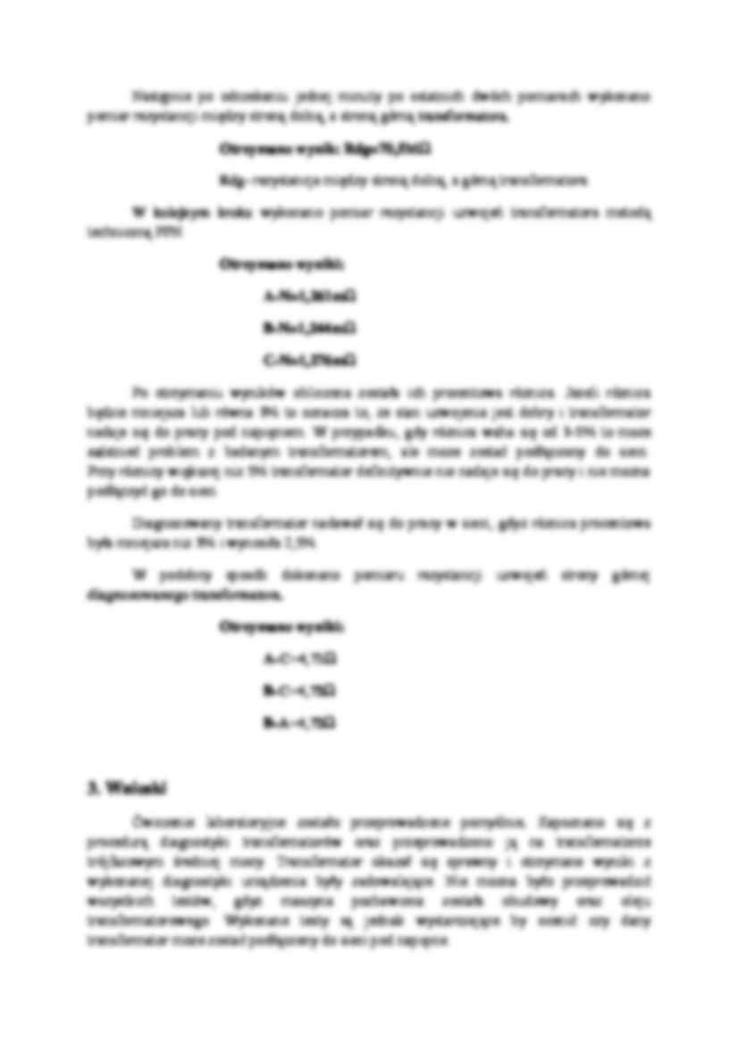 Sprawozdanie Diagnostyka transformatora (sem. I) - strona 2