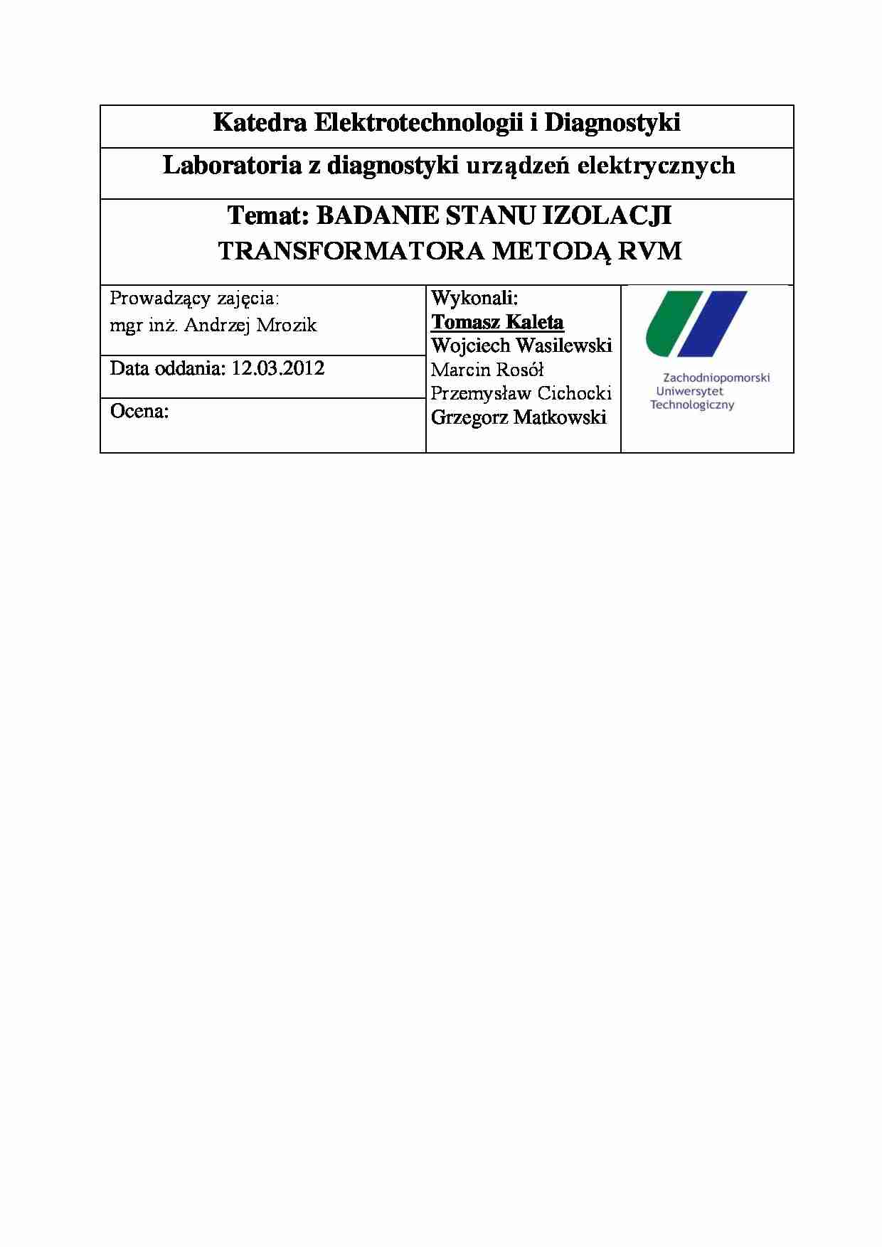 Wykład- stan izolacji transformatora (sem. I) - strona 1