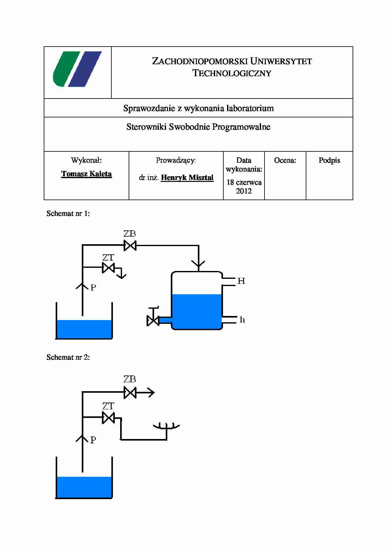 Sprawozdanie z ćwiczeń (sem. I) - strona 1